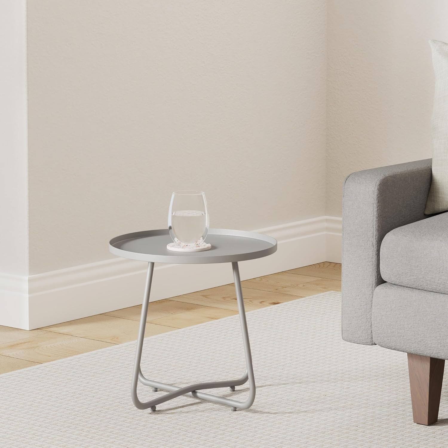 Detalle 2 de Dehner Ibiza 6670913 bijzettafel, Ø 45 cm, gepoedercoat staal, antraciet