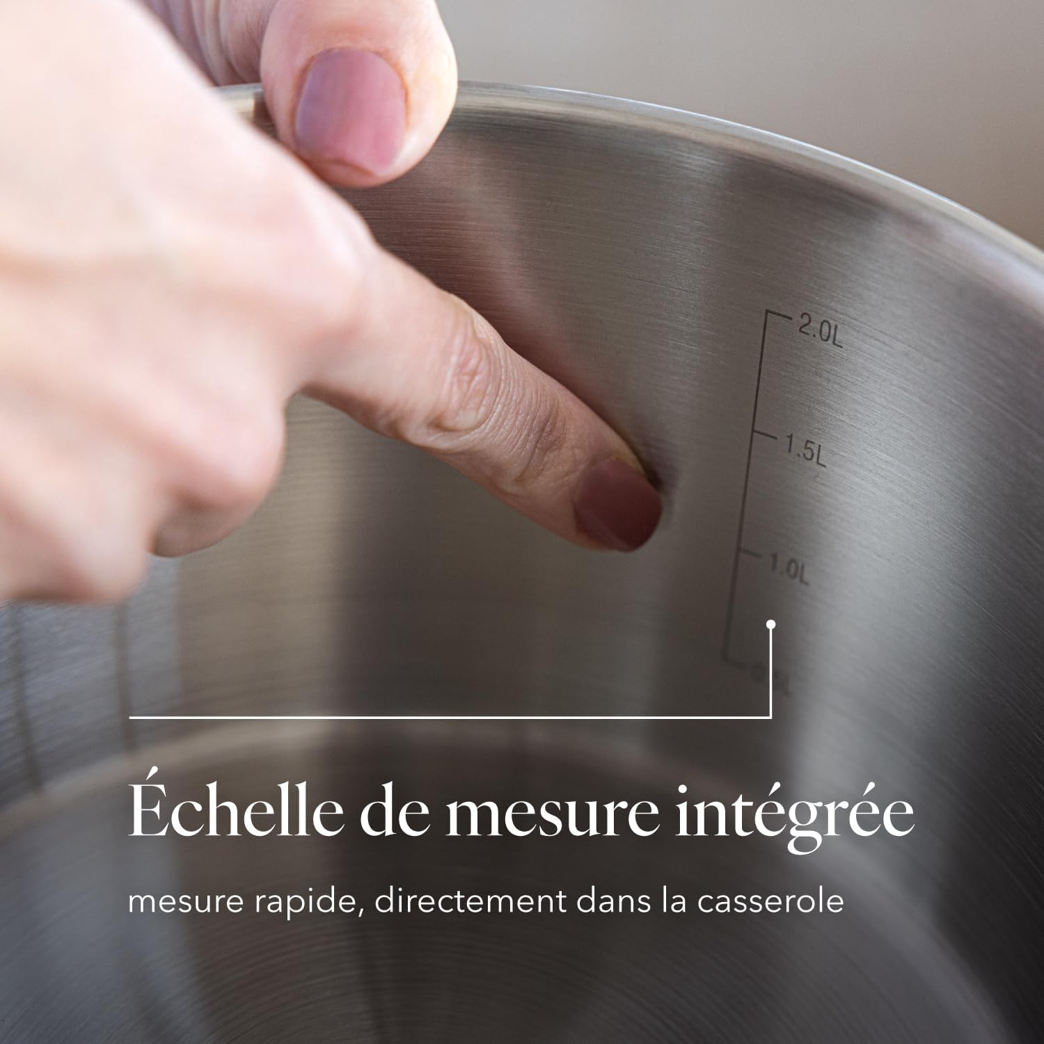 Detalle de FLORINA Faitout Inox (6 l) – Marmite inox 24 cm avec couvercle en verre, compatible induction et lave-vaisselle