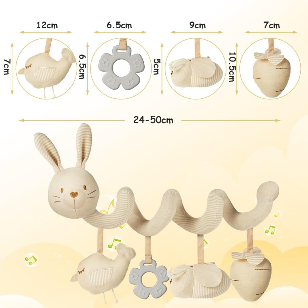 Detalle de Vicloon Spiral Plush Stroller Toy for Neonates (Rabbit) – Safe, entertaining activity toy