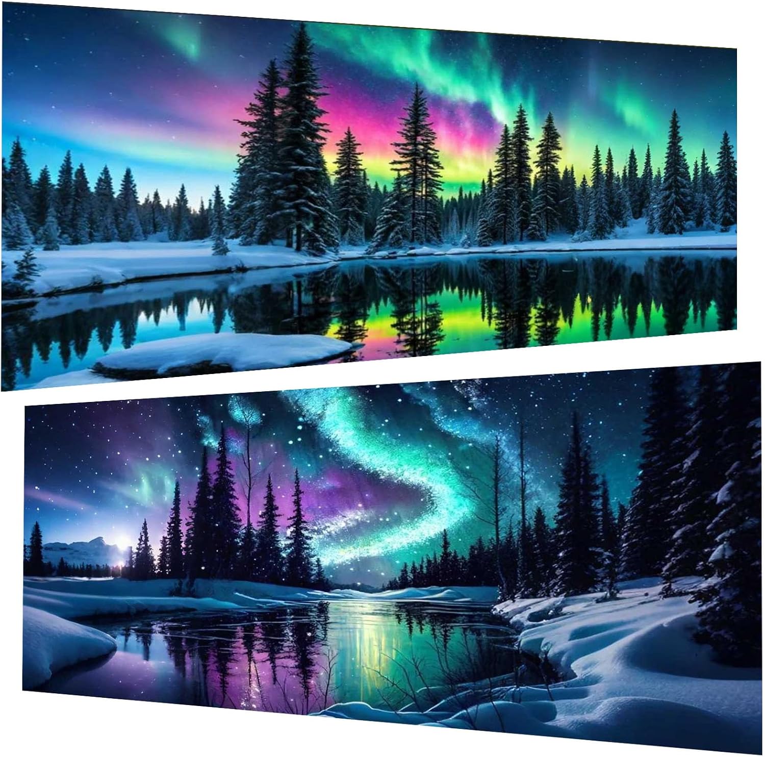 Detalle de Pujeknm 2er-Set Diamond Painting 30x60 cm – 5D Diamant Malerei Aurora