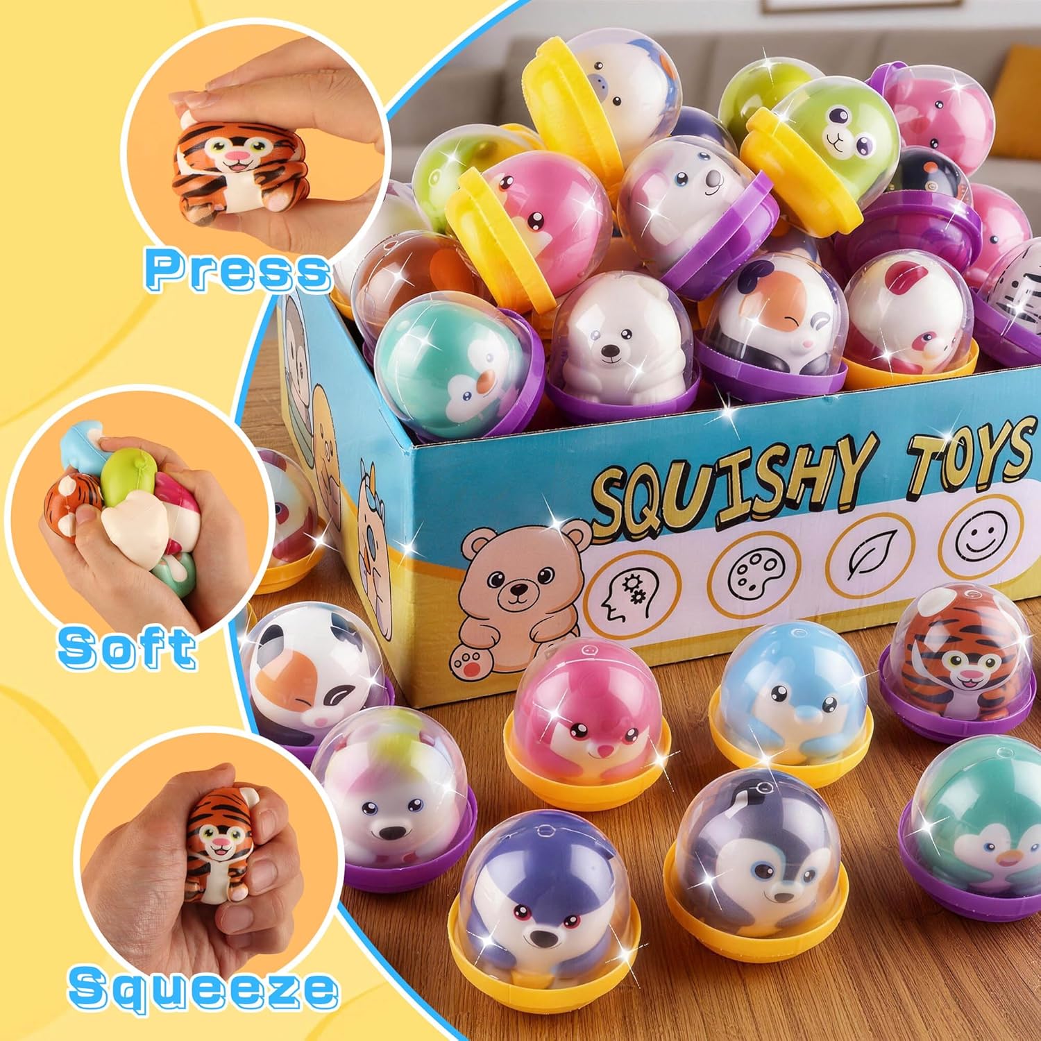 Thumbnail 2 de KissFree 40-Pack Slow Rising Squeeze Toys (2-Inch Capsules), Kids Party Favor Squishies