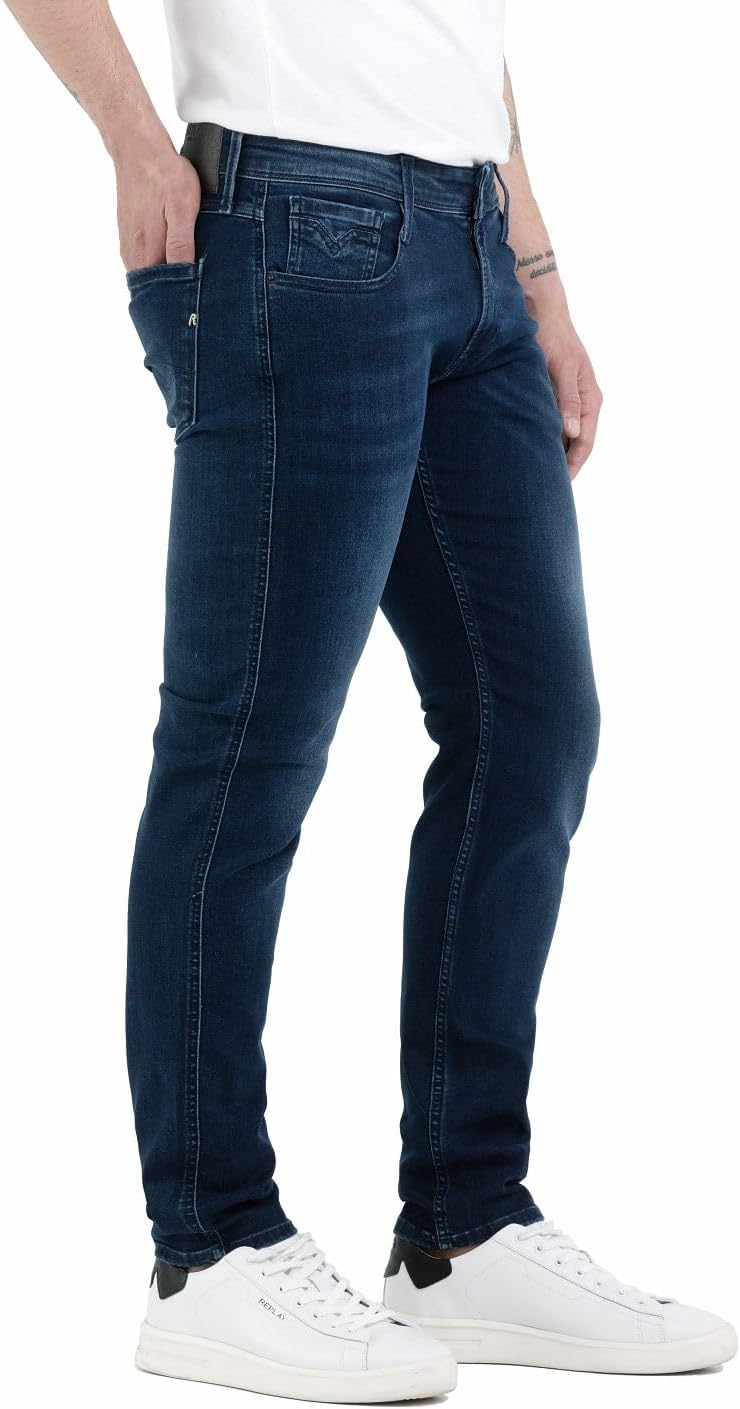 Detalle de Replay Anbass Slim-Fit Jeans mit Comfort Stretch für Herren