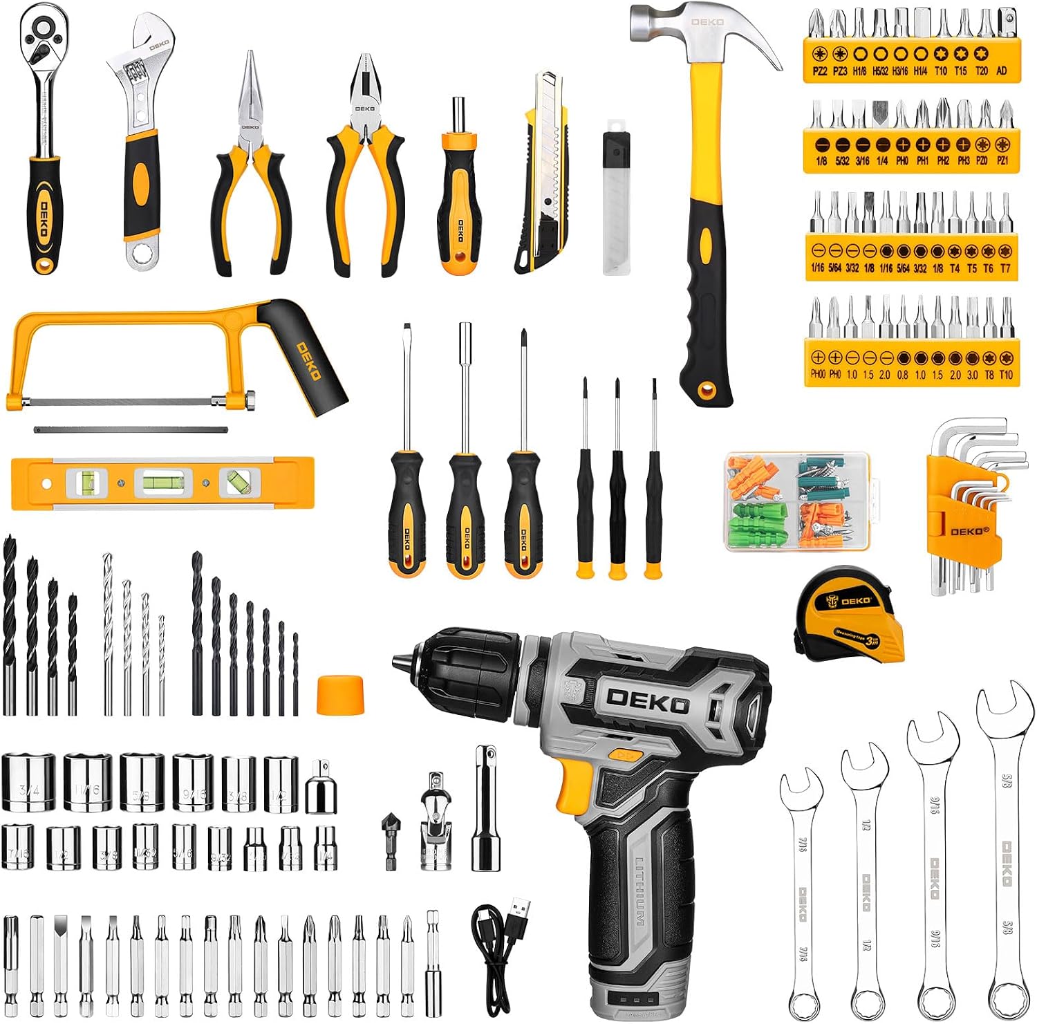 Detalle de DEKOPRO DKMT238D 238-Piece Tool Set with 12V Cordless Drill and Drawer