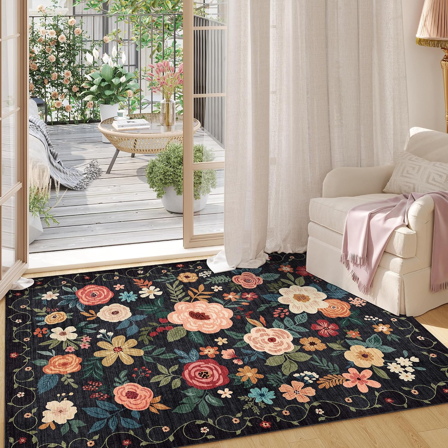 Detalle 2 de DUKINO 2x3 Floral Washable Entryway Rug