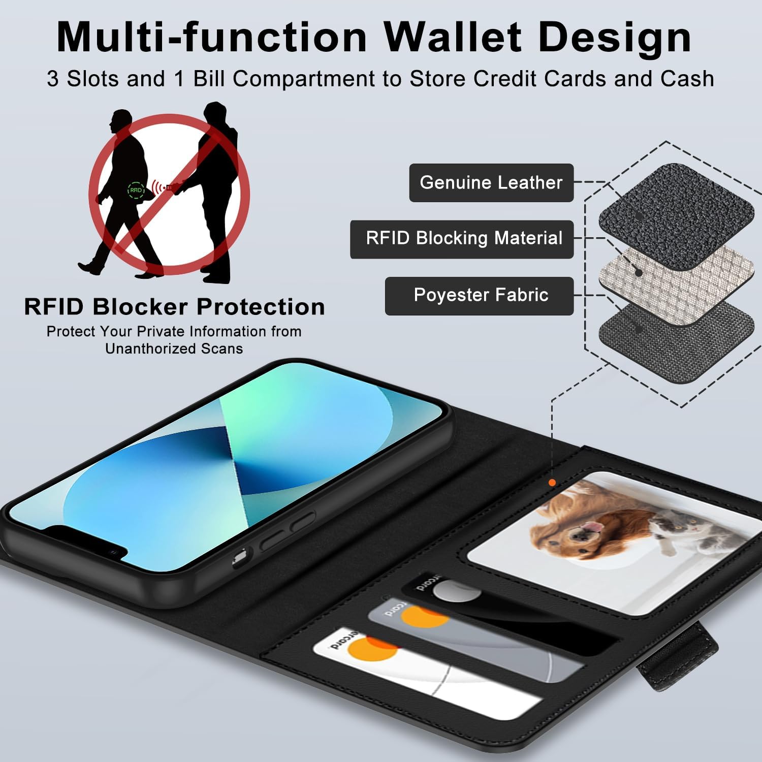 Detalle 2 de XTCASE Funda Cuero Magnética para iPhone 13
