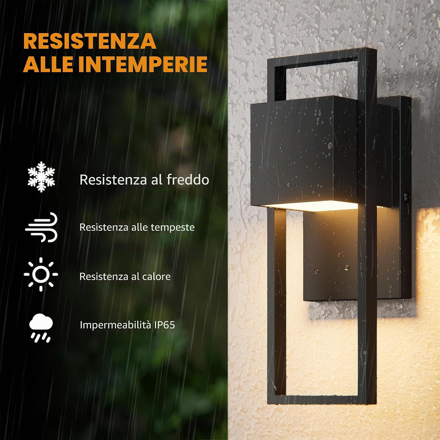 Detalle de Aipsun: applique LED da esterno 16W in acciaio inox, 2 pezzi, 960 lm, IP65 – bianco caldo 3000K