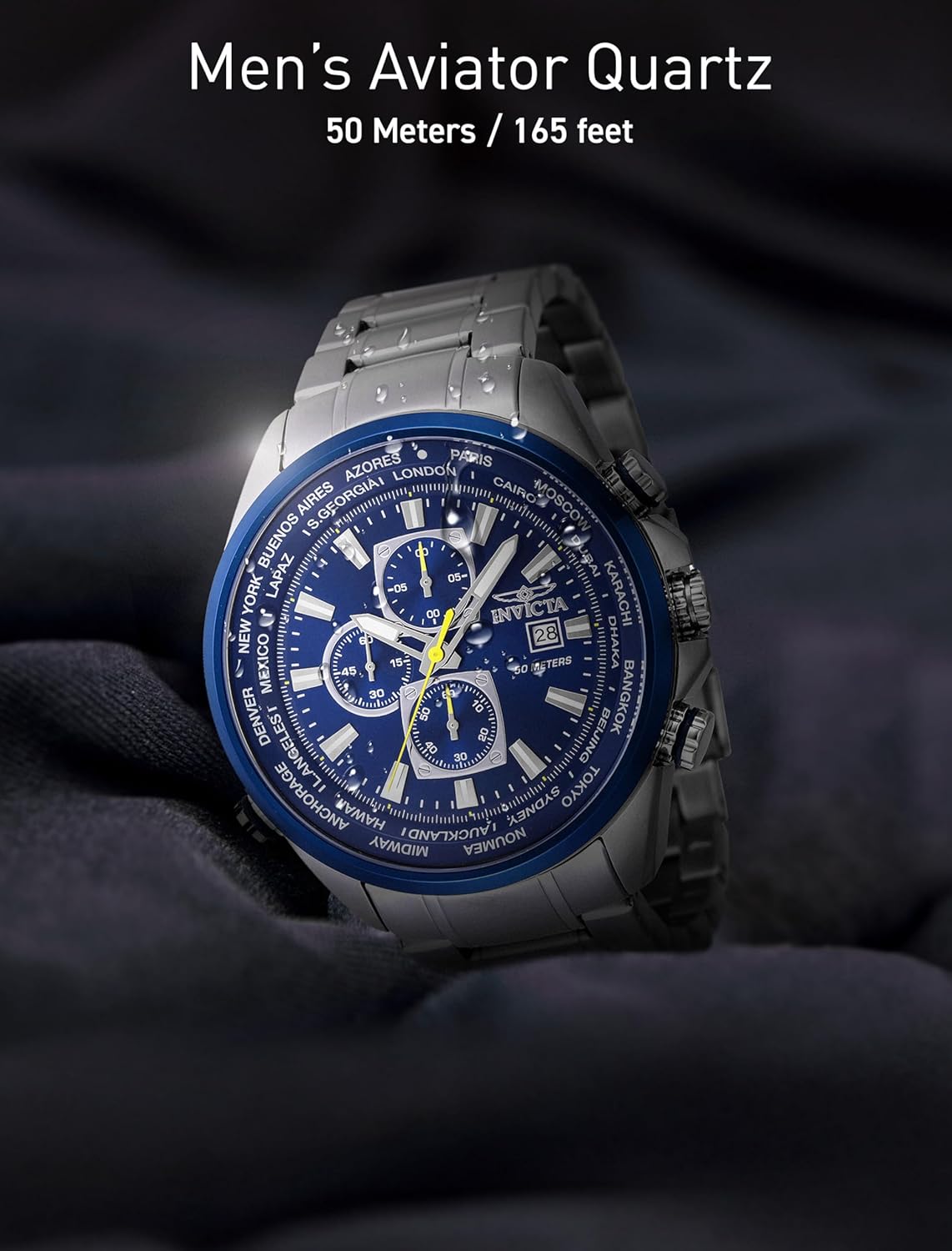 Thumbnail 4 de Invicta Aviator Montre Homme 50 mm – Mouvement Quartz, Acier Inoxydable, Cadran Bleu