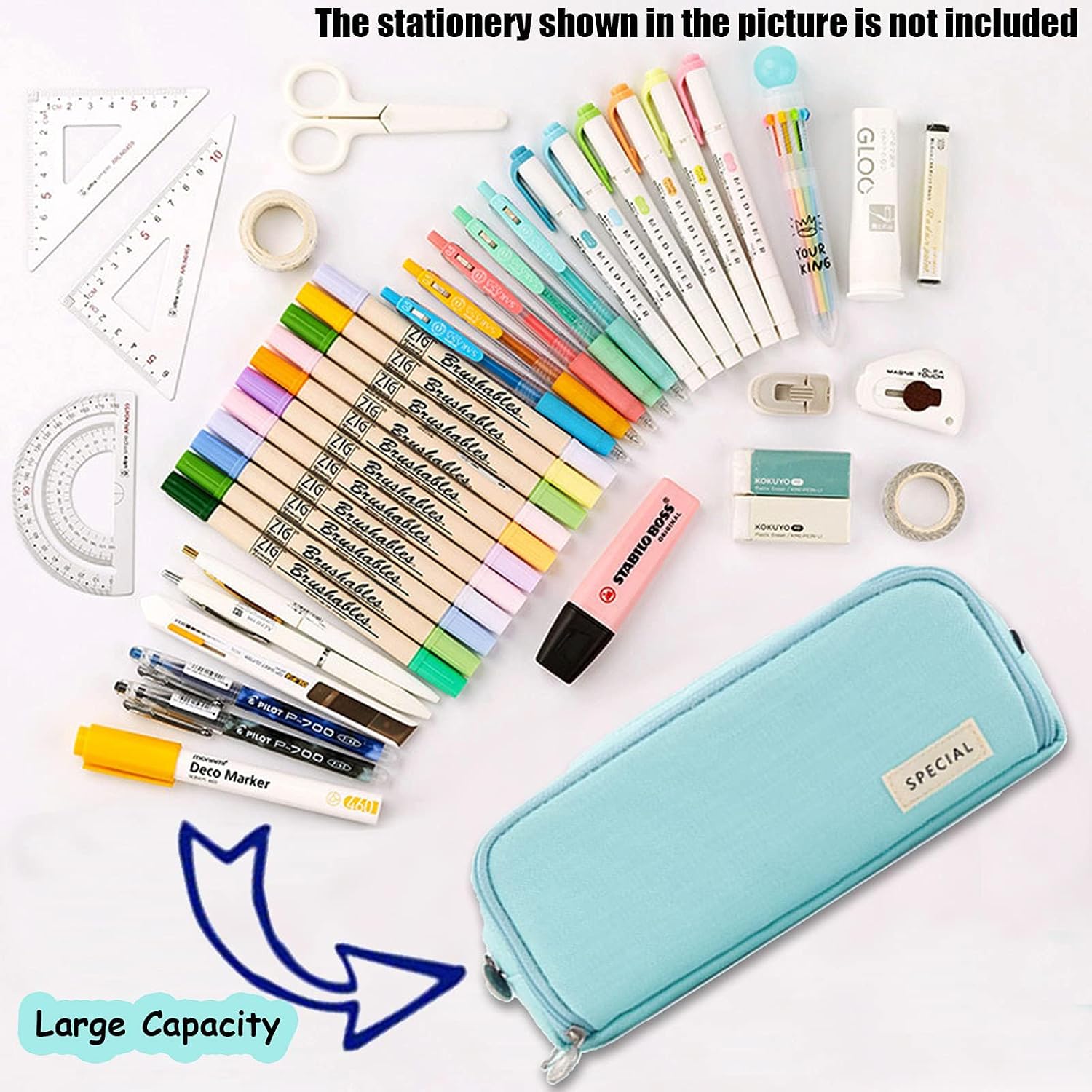 Detalle de X SIM FITNESSX Federmäppchen mit 3 Fächern – großes Pencil-Case für Schule & Büro