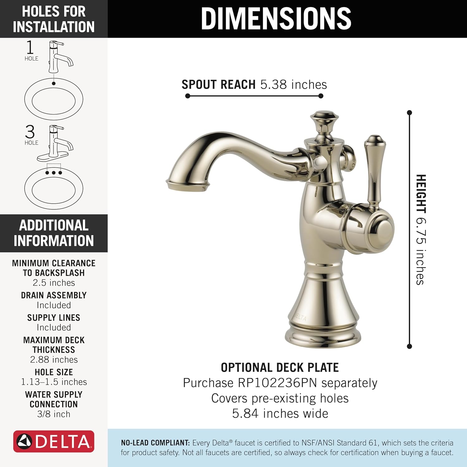 Thumbnail 2 de Delta Faucet Bathroom Faucet, 597LF-PNMPU