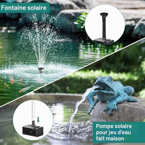 Thumbnail 4 de Biling Fontaine Solaire Extérieure 8 W avec Batterie 3600 mAh − Pompe pour Bassin et Filtre Flottant en ABS