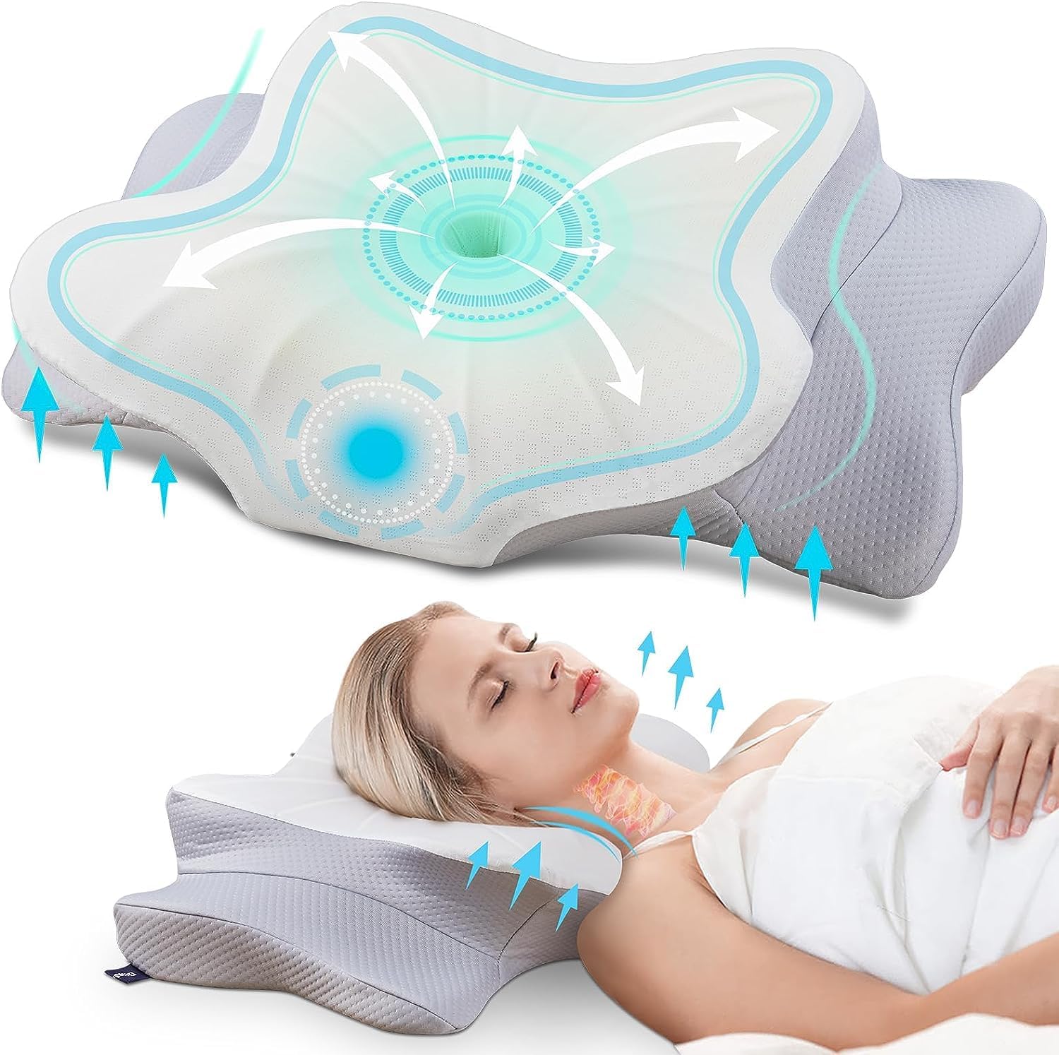 Thumbnail 6 de DONAMA Memory Foam Kissen – ergonomisches Nacken- und Kopfkissen für Seiten-, Rücken- und Bauchschläfer