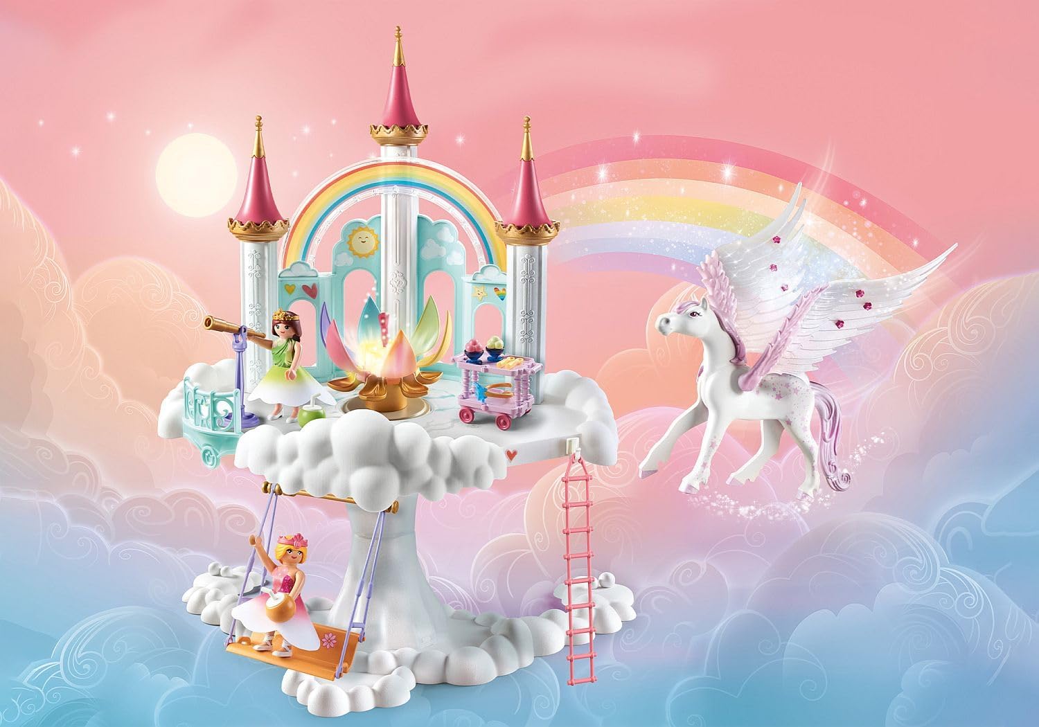 Detalle de PLAYMOBIL Princess Magic 71359 Himmlisches Regenbogen-Schloss – magische Wolkenwelt ab 4 Jahren