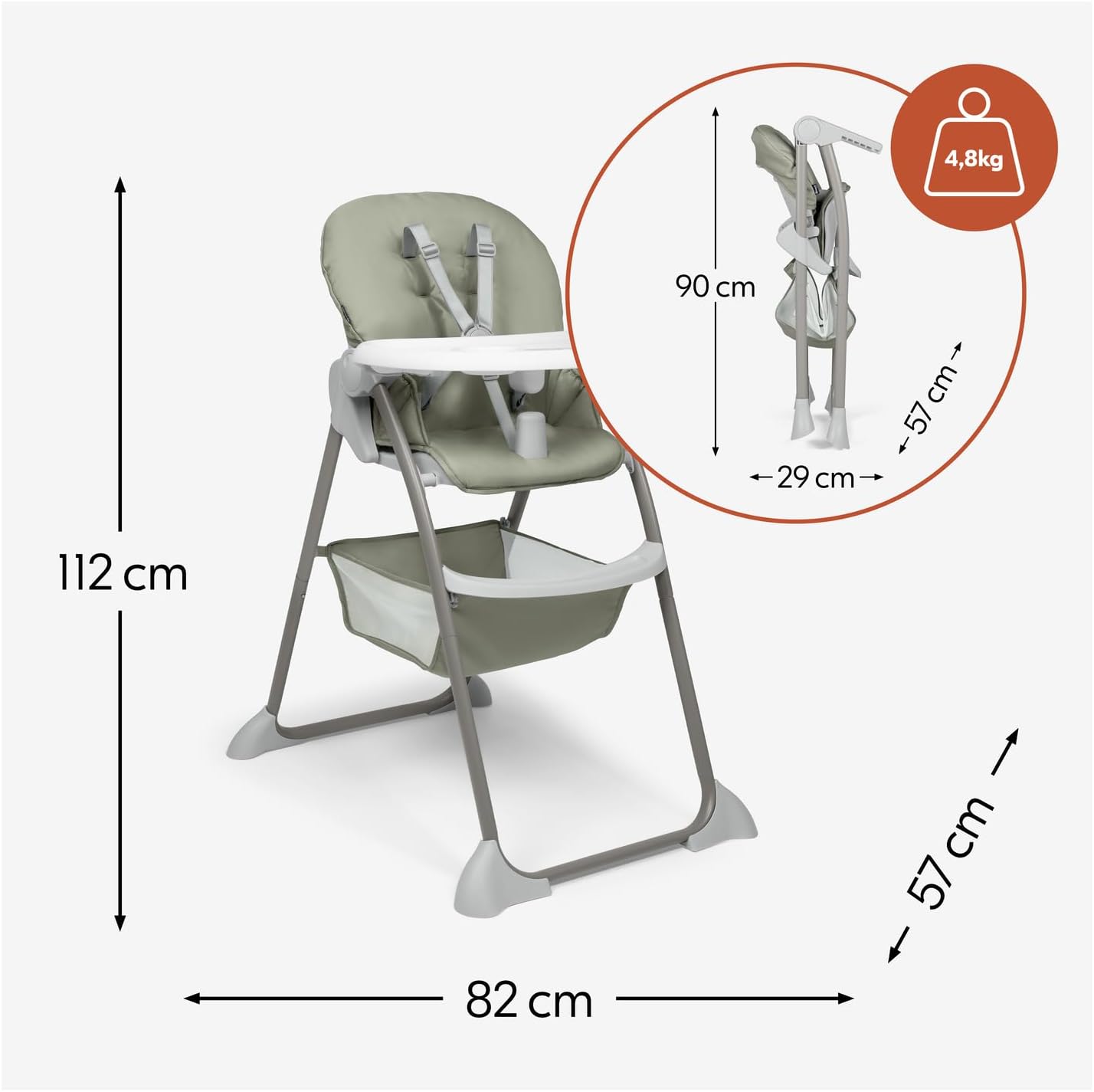 Thumbnail 6 de hauck Sit N Fold – Chaise Haute Bébé Pliable (6 mois – 15 kg) avec Harnais 5 Points et Plateau Réglable