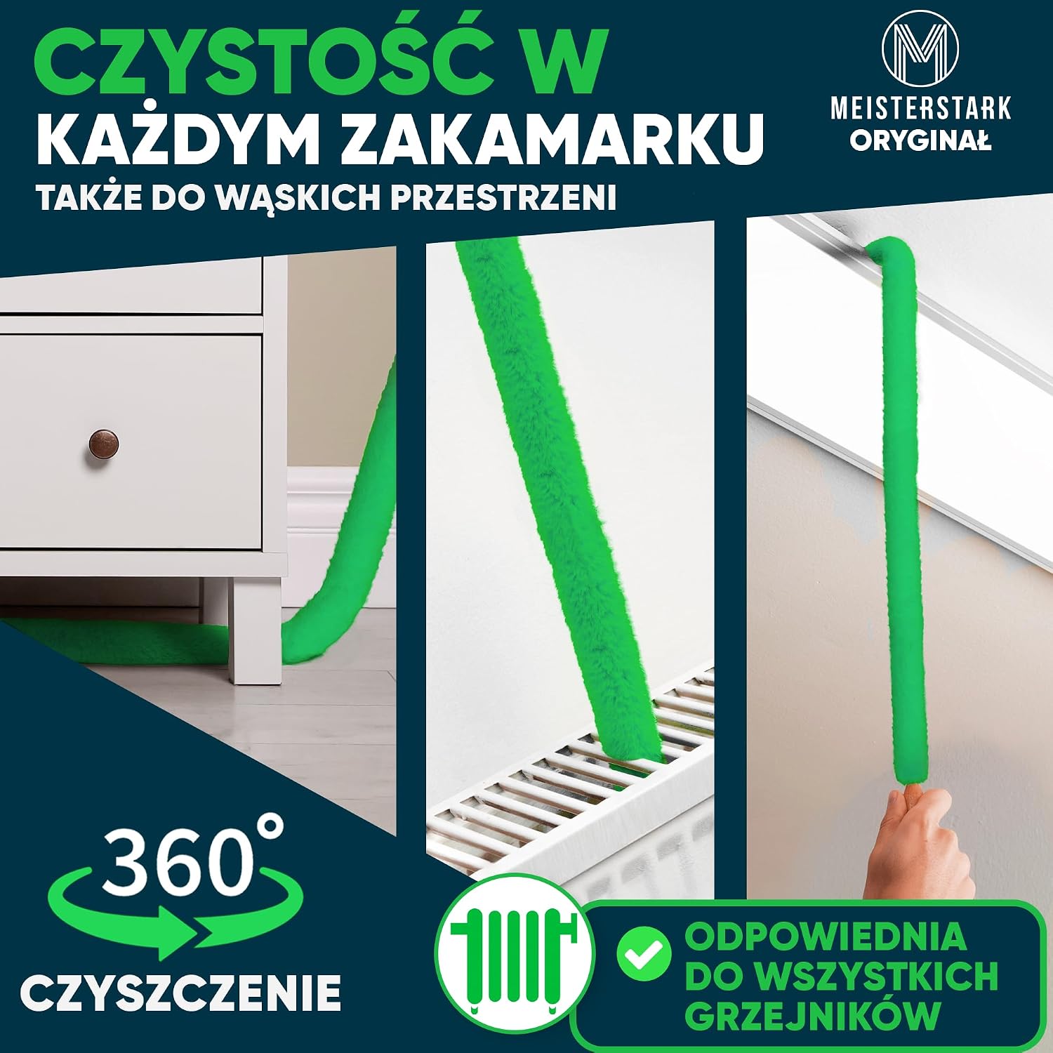 Detalle de M Meisterstark M-013 – szczotka do grzejników 115 cm, giętka i zmywalna