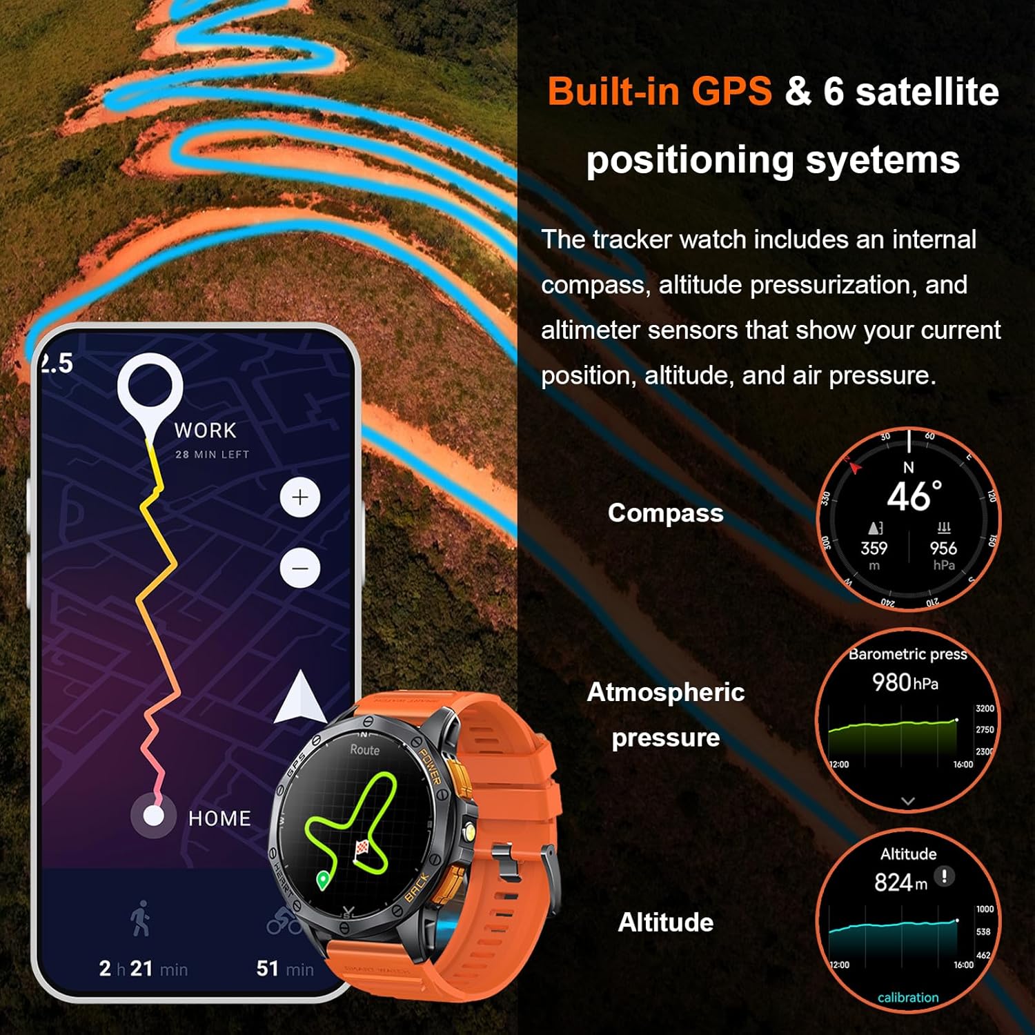 Thumbnail 1 de Military Smart Watch 1.43" AMOLED, GPS, 170+ Modes
