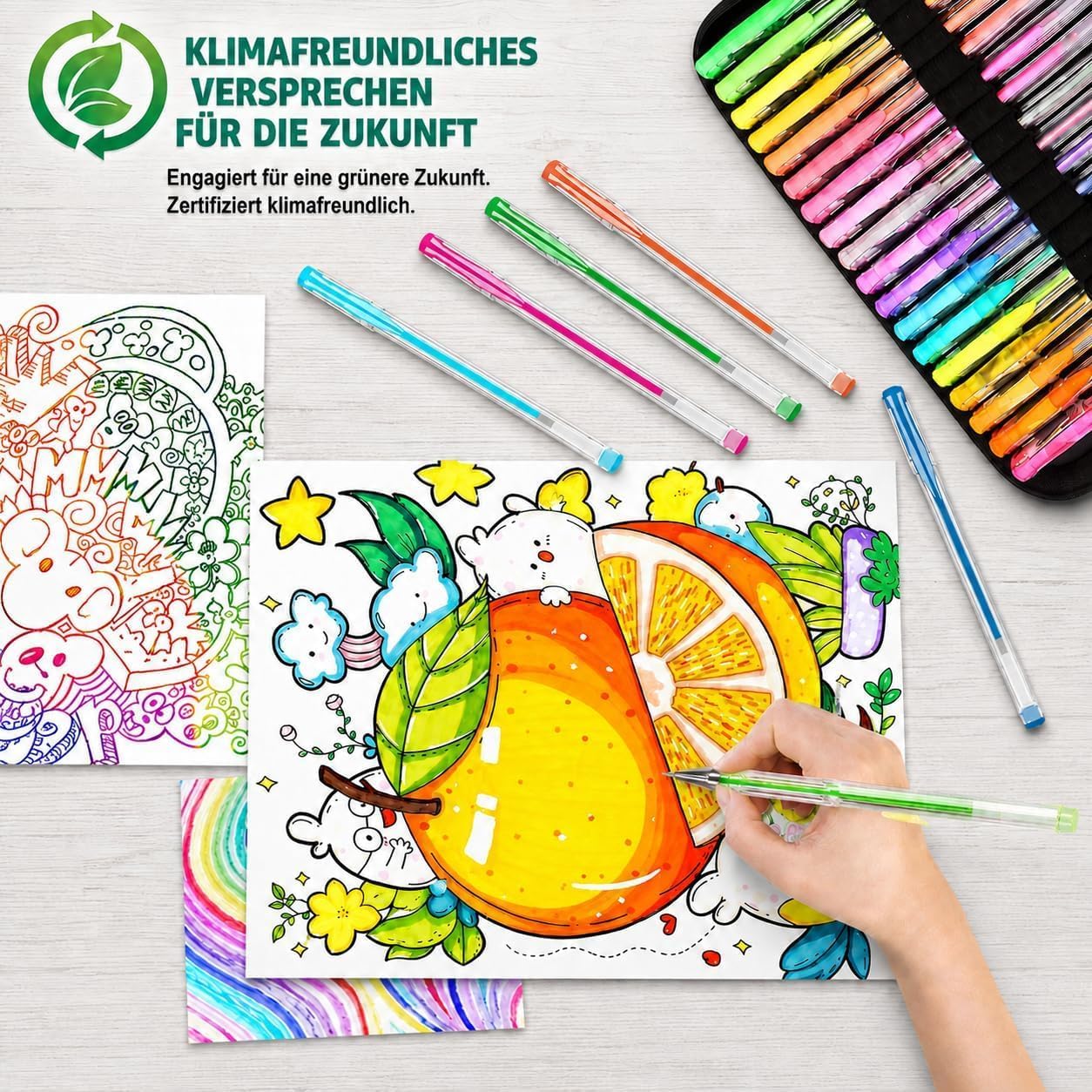 Thumbnail 6 de Melifluo Confezione da 120 Penne Colorate – gelpennor med glitter och refiller