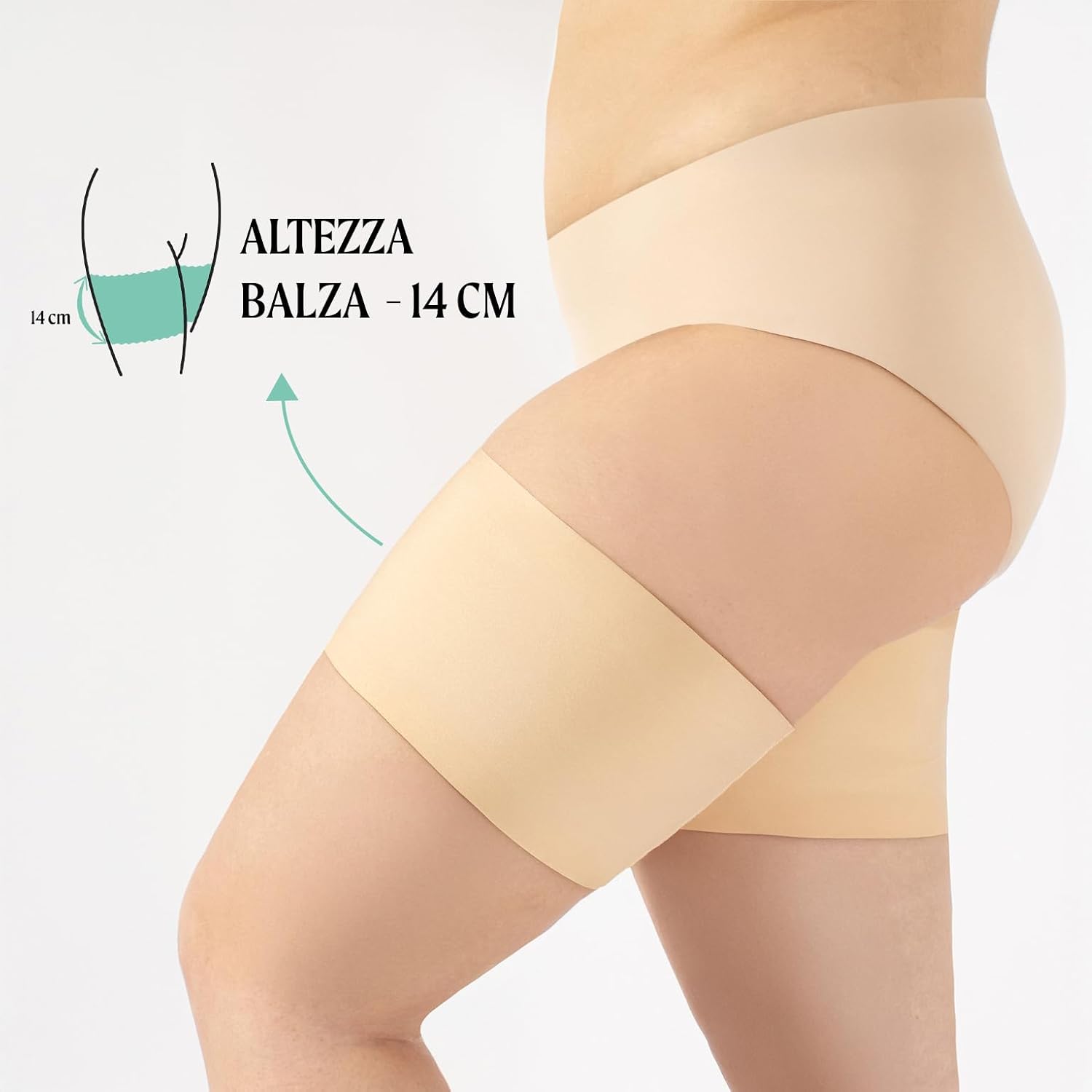Detalle de CALZITALY Bande Anti Sfregamento Lisce | Fasce Elastiche per Sfregamento Cosce Curvy – Nero/Naturale