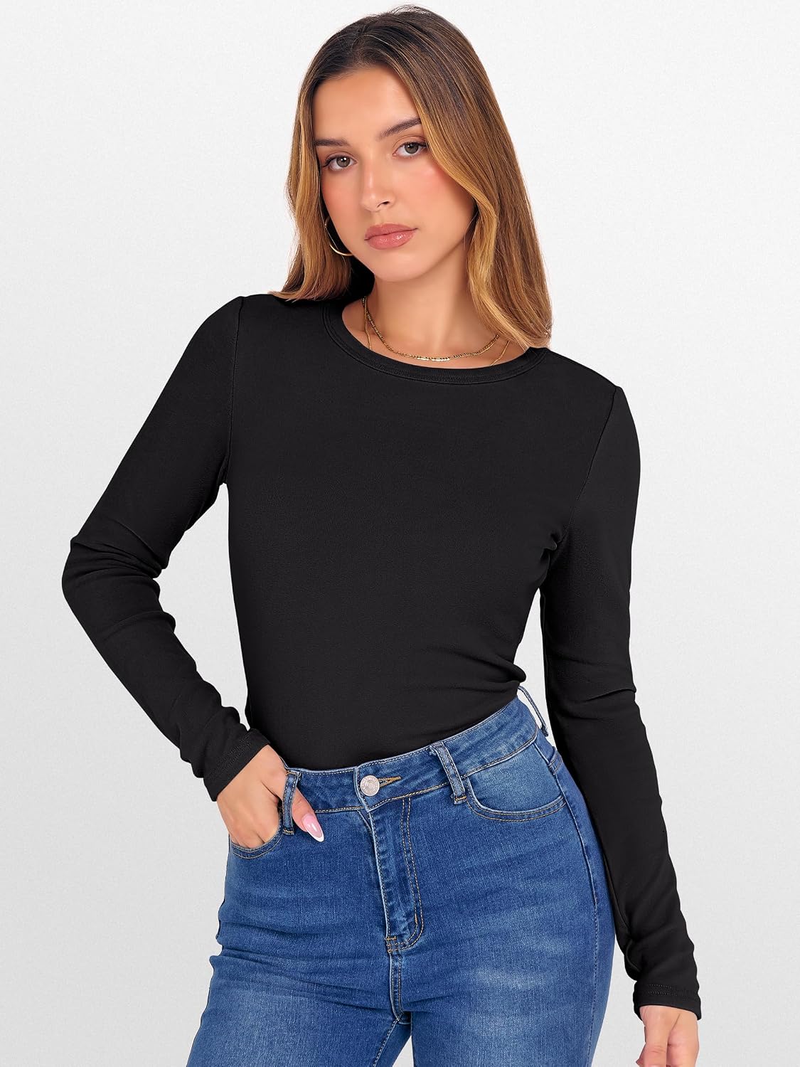 Detalle de ANRABESS Womens Long Sleeve Thermal Shirt — Slim Fit