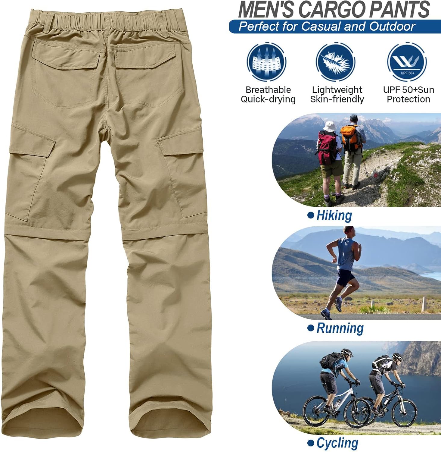Thumbnail 6 de Jessie Kidden Hiking Trousers for Men: Quick-Dry, Lightweight Convertible Cargo Pants