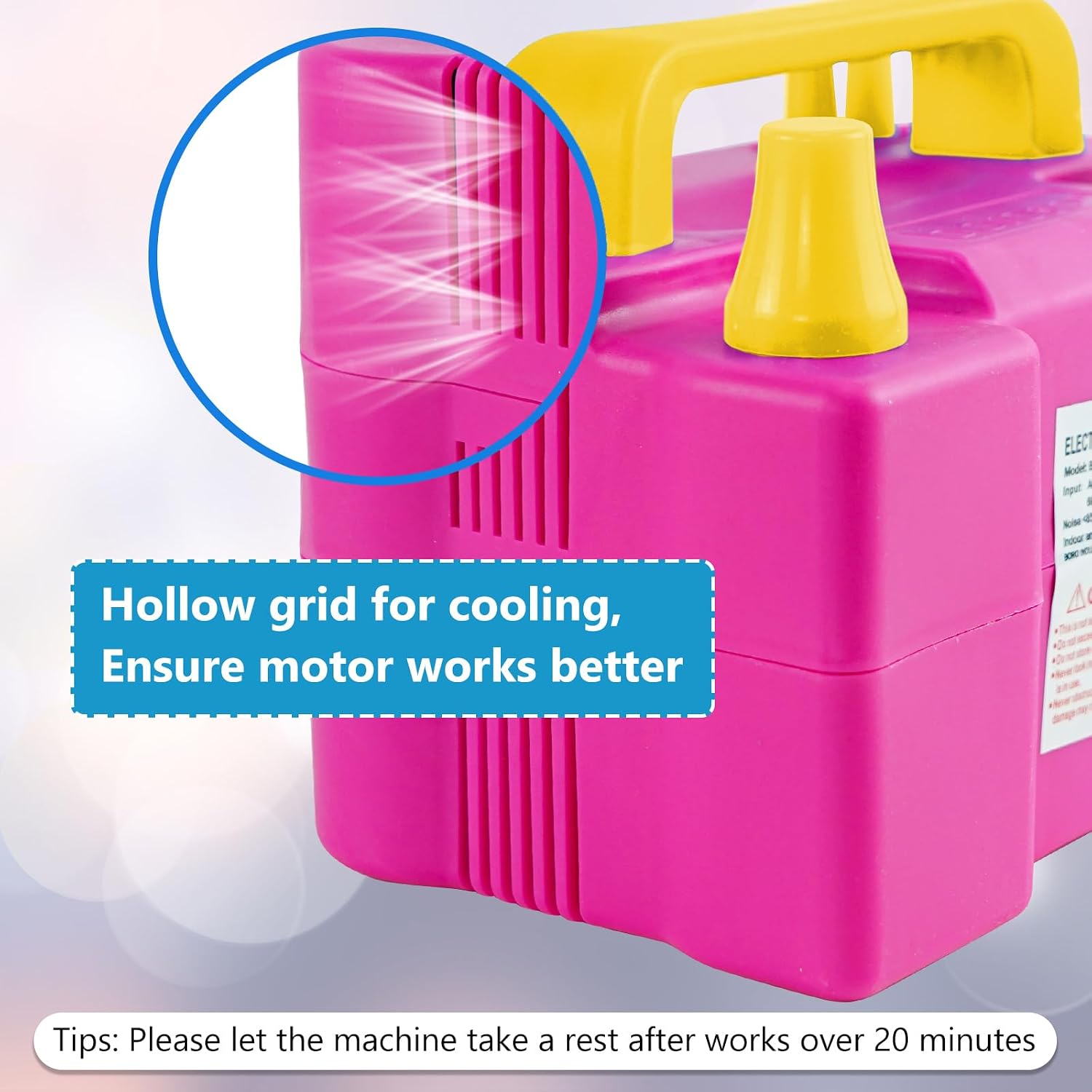 Detalle de Portable Electric Balloon Pump with Dual Nozzles (600W) for Party, Wedding & Festival Balloons