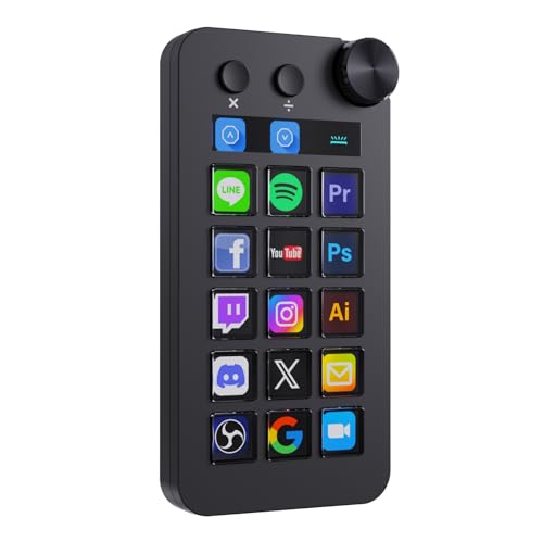 Detalle de Basicolor N1 Stream Controller Deck 3-in-1: 15 tasti LCD, Numpad e Calcolatrice per streaming e produttività