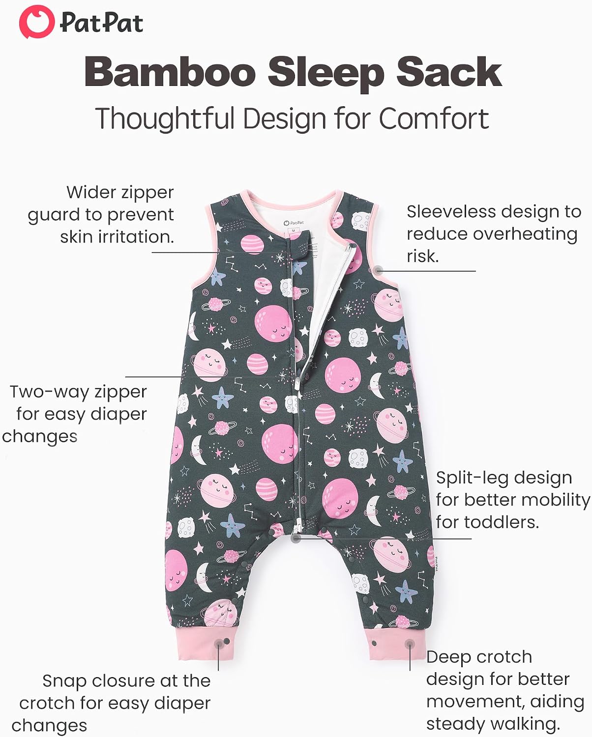 Detalle de PATPAT Sleep Sack with Legs in Bamboo Viscose