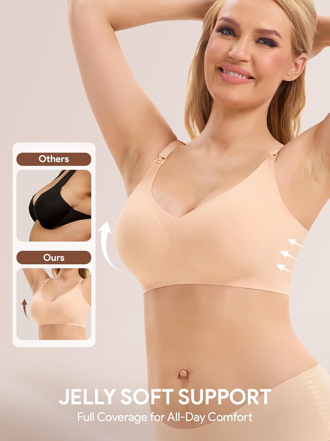Detalle de Angelhood 3-Pack Seamless Nursing Bras, Wireless Full-Coverage Design