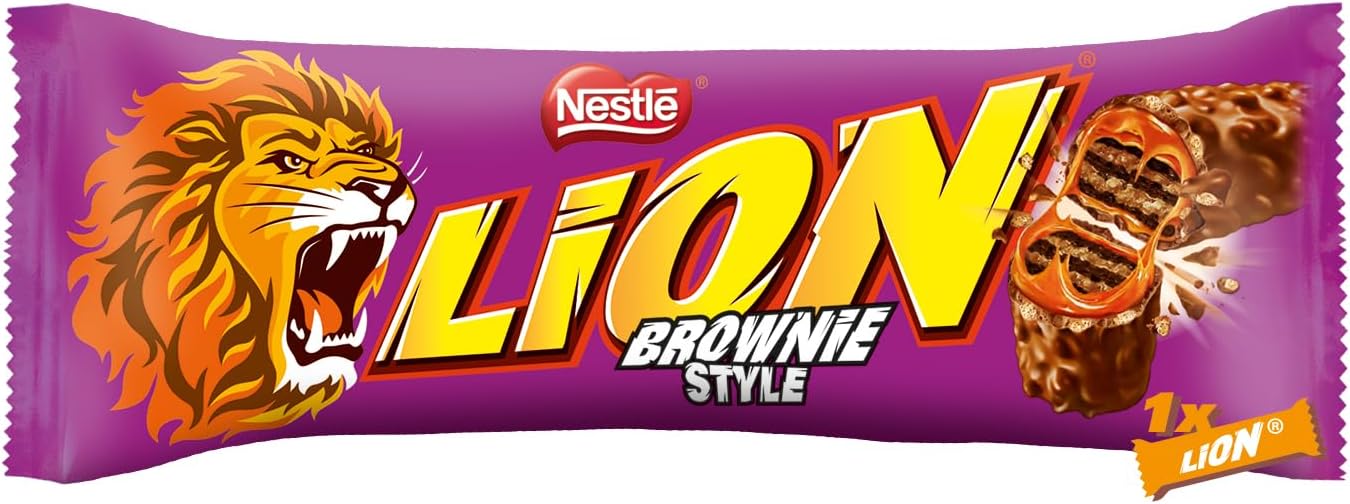 Detalle de LION Brownie Limited Edition Wafer: Snack da 24 pezzi da 40 g con ripieno brownie, caramello e cereali, coperto di latte