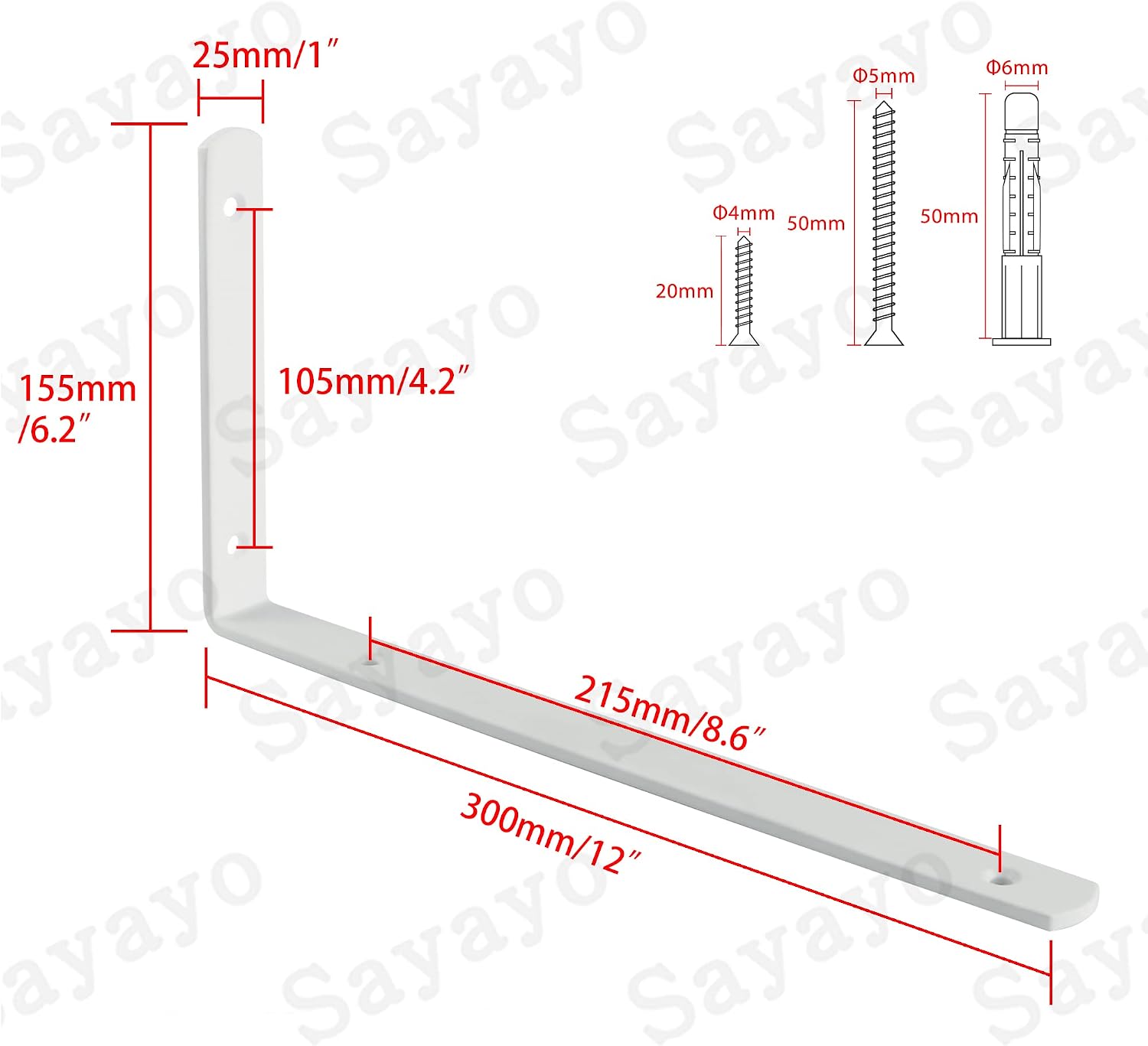 Detalle 2 de Sayayo EJ5230W-2P 300mm L shelf bracket ðŸ›