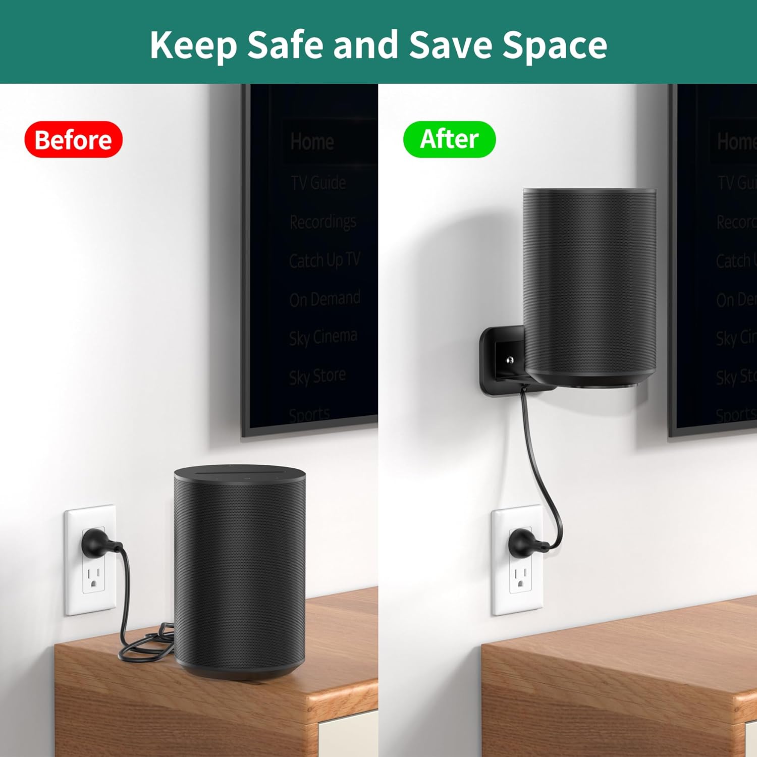 Detalle de HomeMount Adjustable Speaker Wall Mount for Sonos Era 100 (Pair)