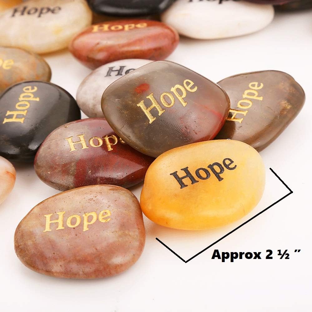 Detalle de Rockimpact 50PCS HOPE engraved inspirational rocks (5–8cm) – pocket & palm motivational stones