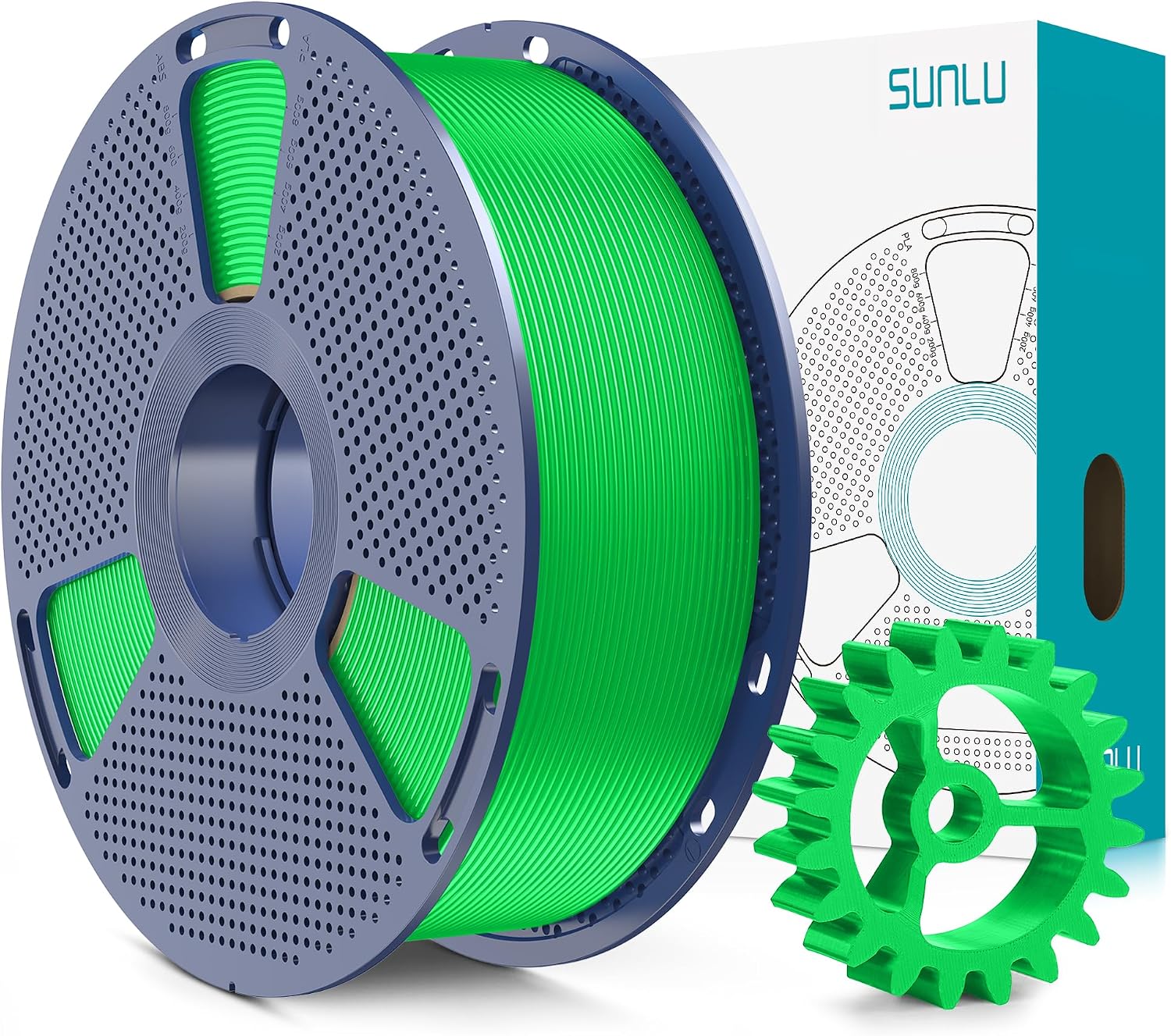 Imagen de SUNLU PLA+ 2.0 1.75mm Filament – Green, 1kg Spool en OfertitasTOP