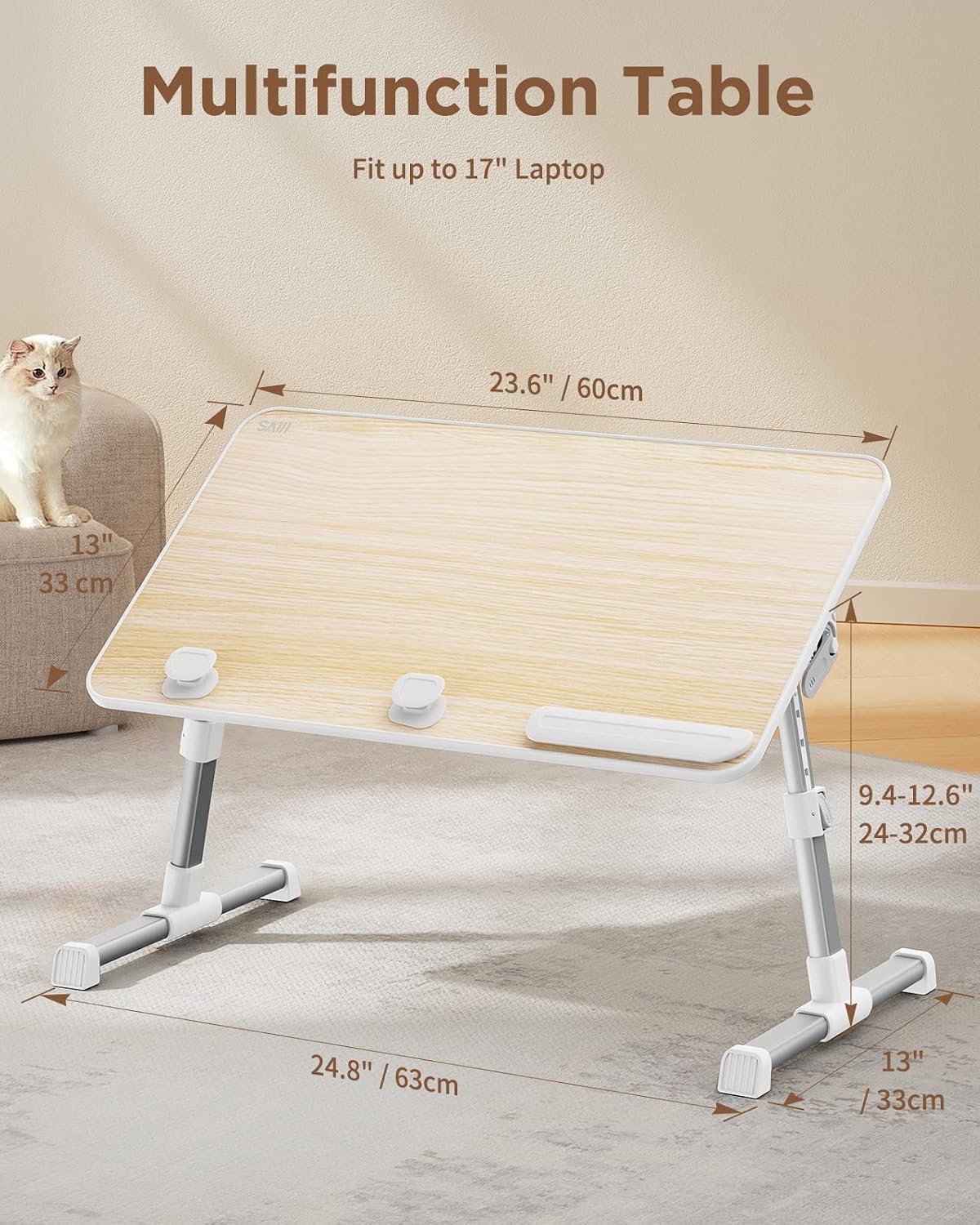 Detalle 2 de SAIJI Betttisch höhenverstellbar 17 Zoll
