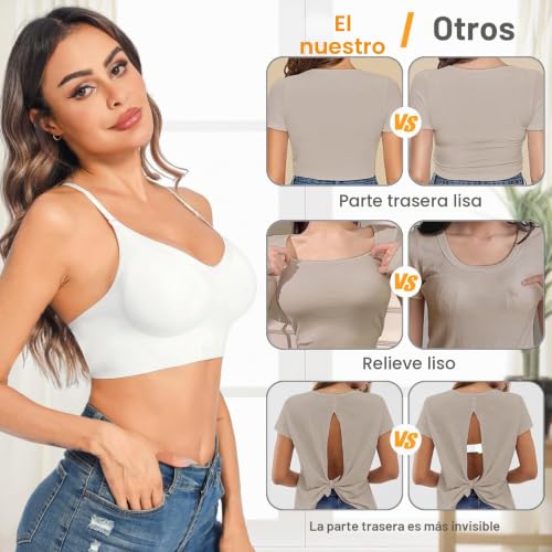 Detalle de Crewhpo Sujetadores Mujer Espalda Descubierta sin Aros – modelo básico