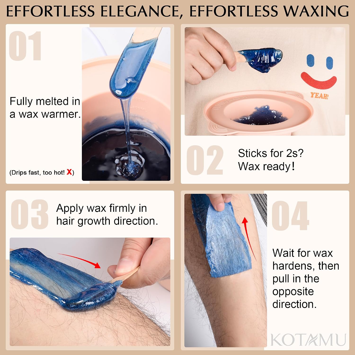 Detalle de KOTAMU digitale waxverwarmer met 600 g waxparels en 44 accessoires