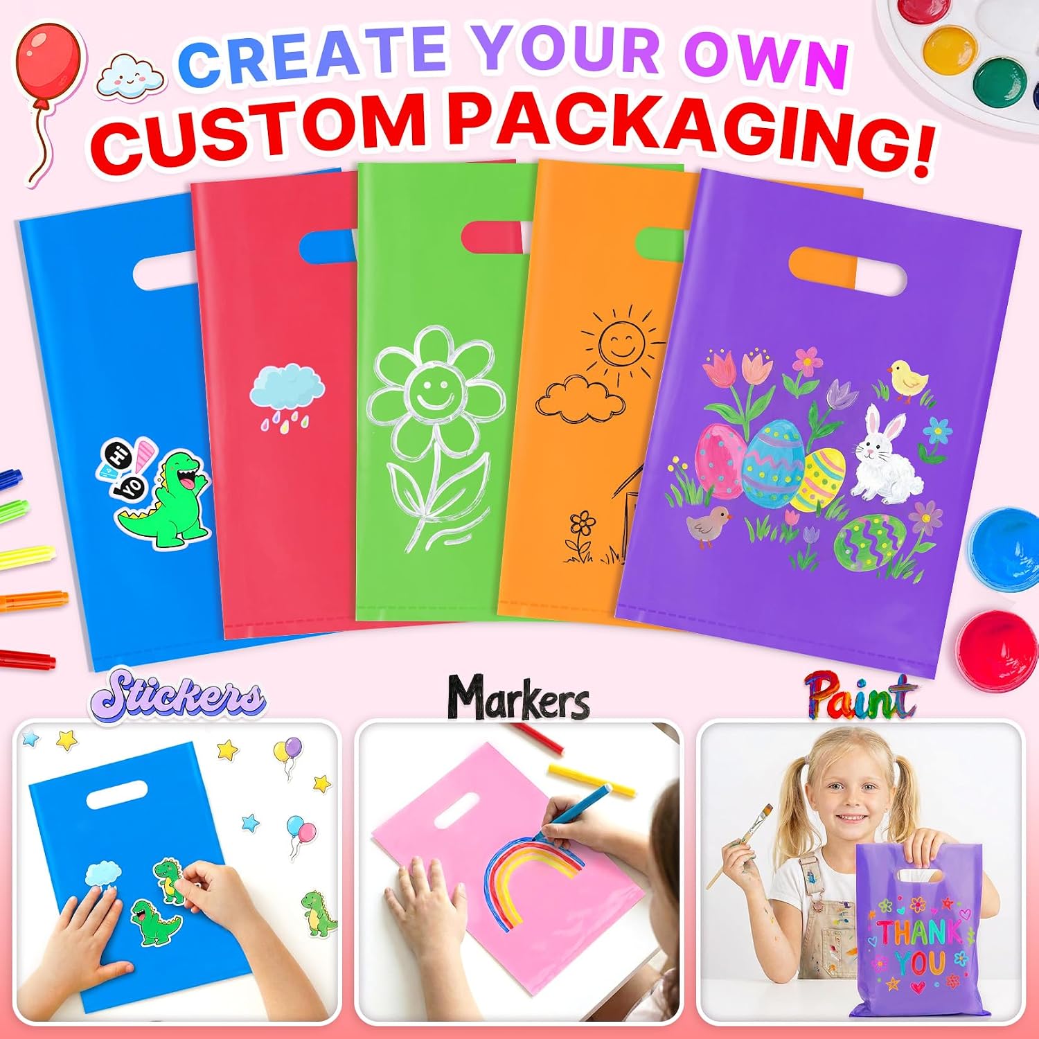 Thumbnail 5 de ANZNKU 50-Pack Red 8x11 Party Favor Bags with Handles