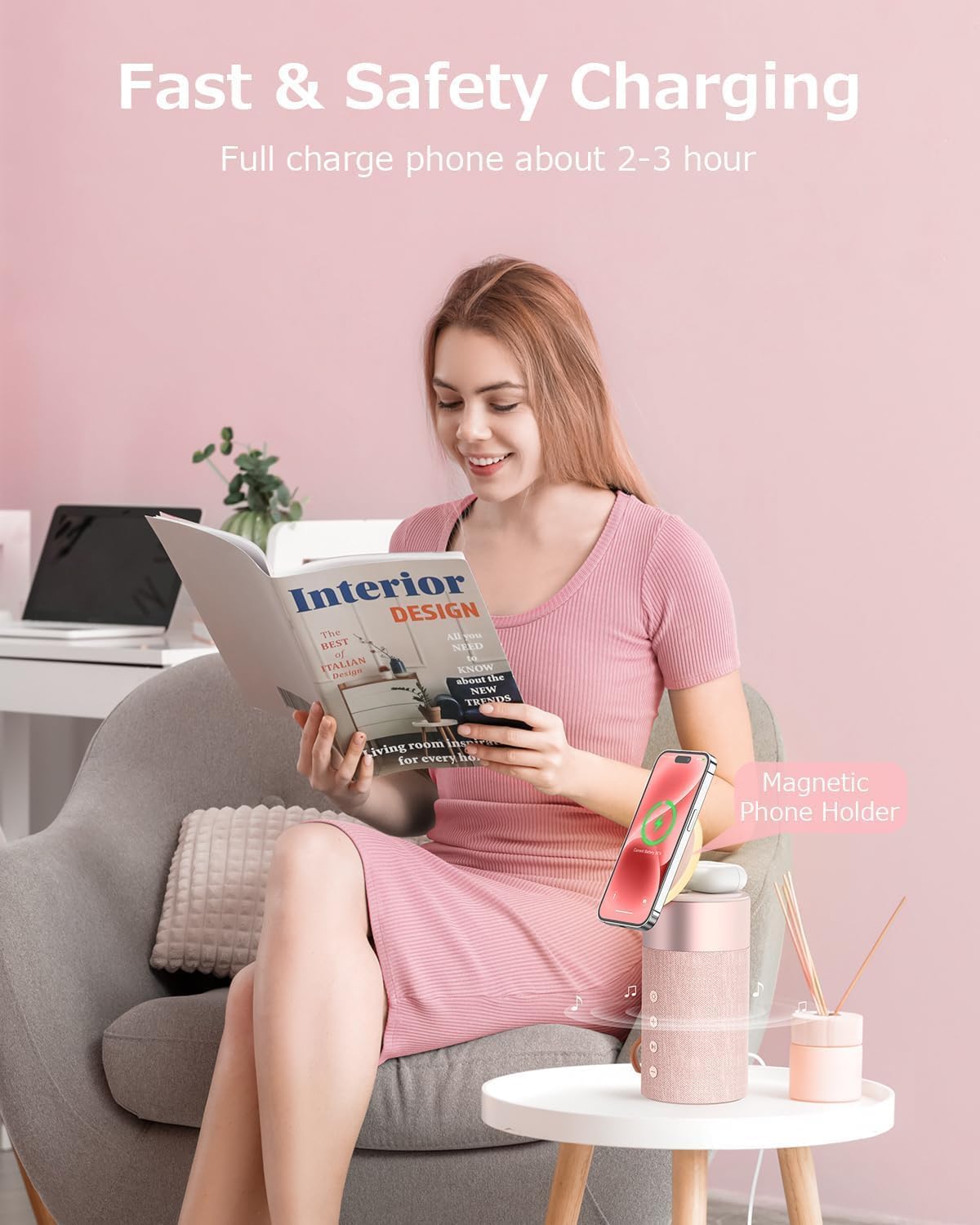 Thumbnail 1 de COLSUR Bluetooth Speaker with Wireless Charger and Night Light – 2‑in‑1 magnetic charging station