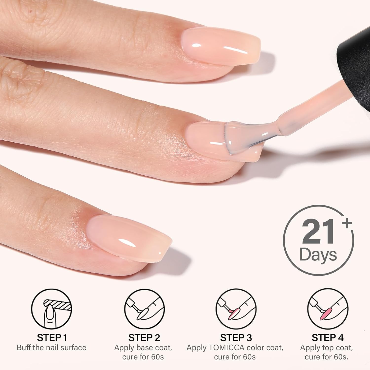 Thumbnail 1 de TOMICCA UV-Nagellack in Nude-Farben (8 ml) als Gel-Lacquer für UV/LED – Soak-off Maniküre