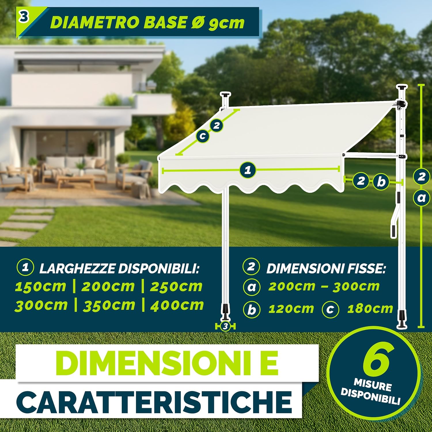 Thumbnail 5 de tillvex Tenda da sole a bracci con manovella 150 cm (senza forare) regolabile in altezza