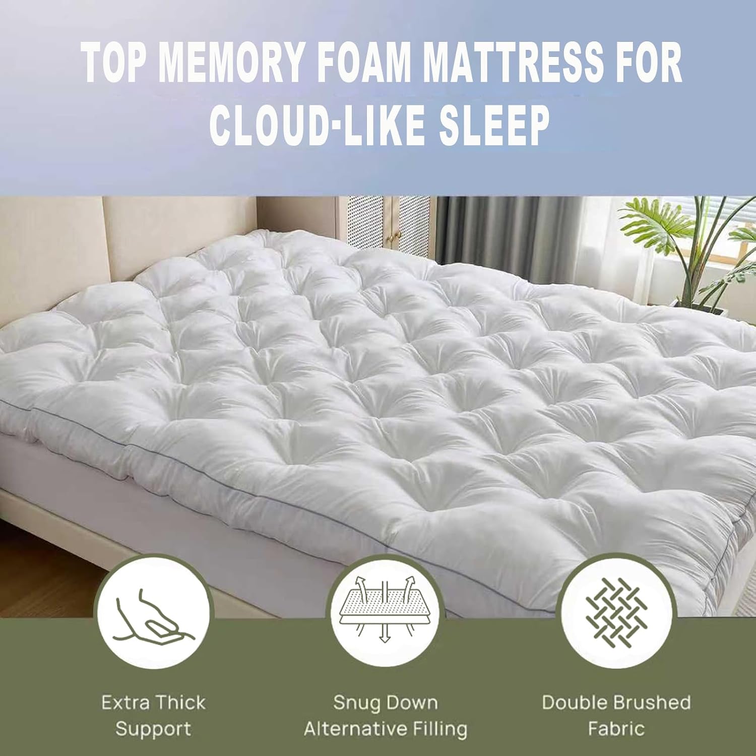 Detalle de SHOUREN DZMT5-K-0811 King Mattress Topper, 5-Inch Gel Memory Foam