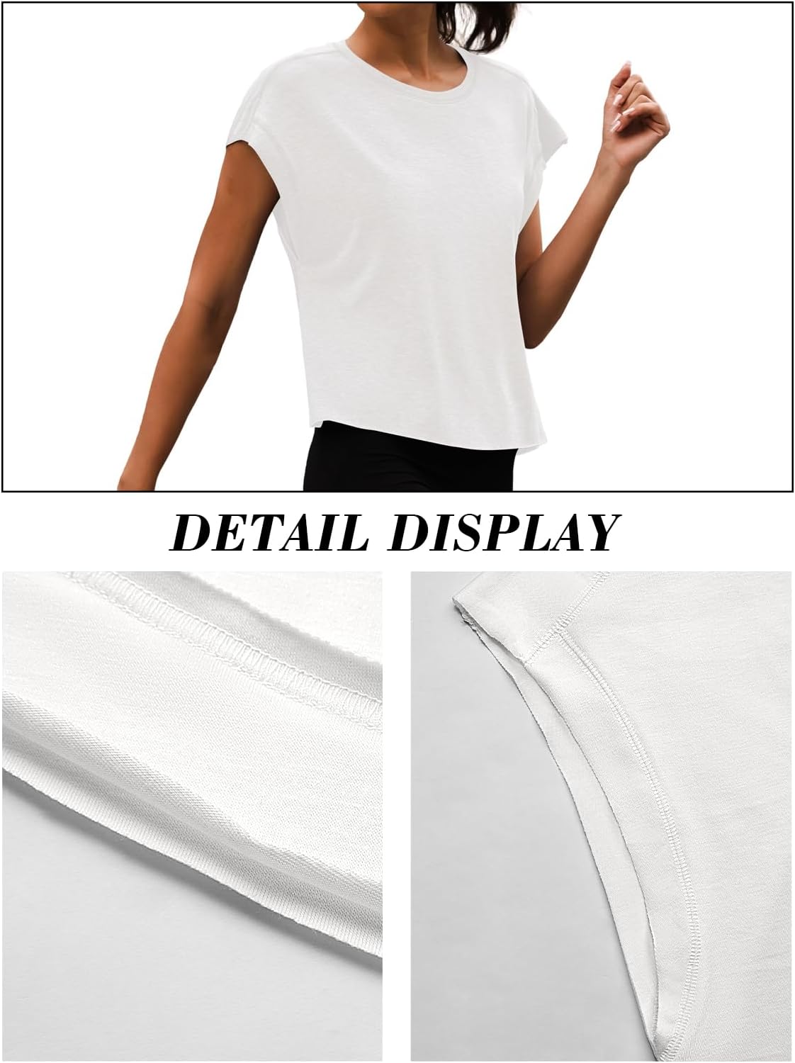 Detalle de 3rd hill Women Open Back Workout Shirt – Short Sleeve Crop Tee