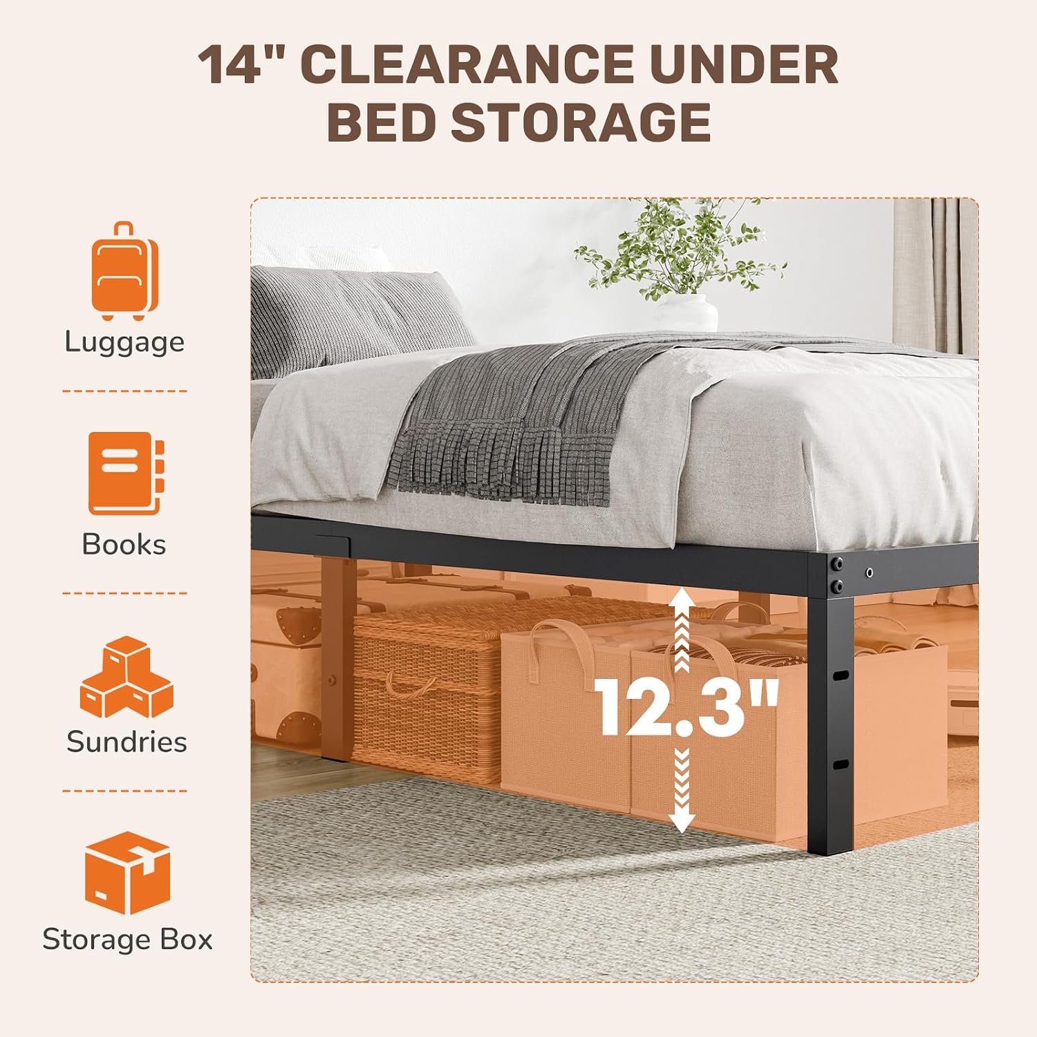 Detalle de Sweetcrispy Metal Bed Frame, Twin XL