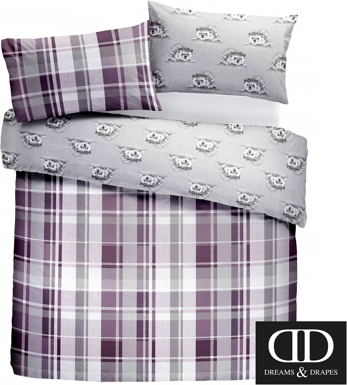 Detalle 2 de Dreams & Drapes Colville Check – pościel Super King z 100% szczotkowanej bawełny