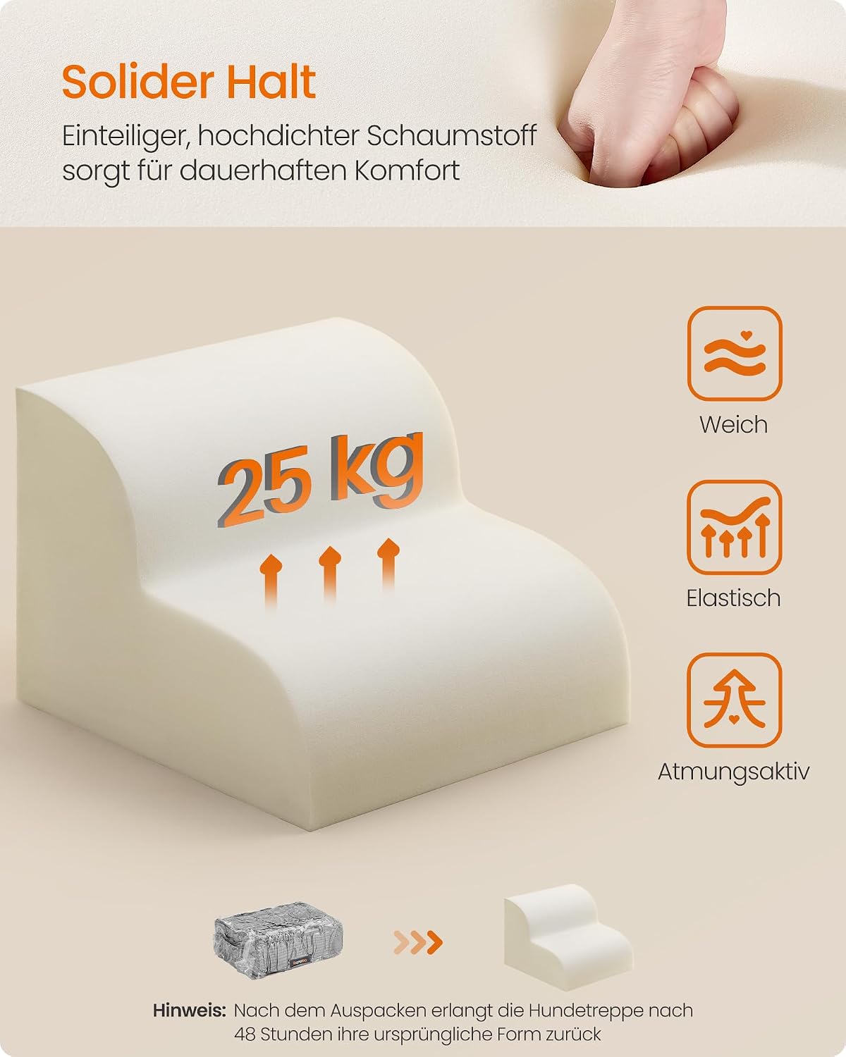 Detalle 2 de Feandrea Hundetreppe mit 2 Stufen (schiefergrau) – wasserdicht, rutschfest, abnehmbarer & waschbarer Bezug, geringe Neigung PPS002GN01
