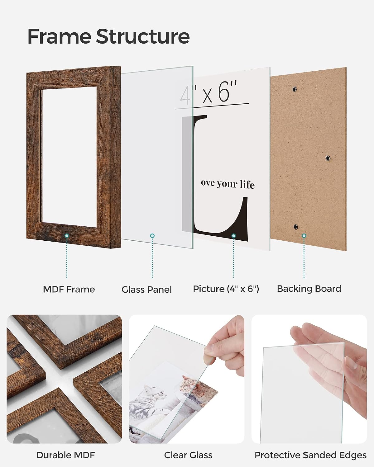 Detalle de SONGMICS Collage Picture Frames, 4x6