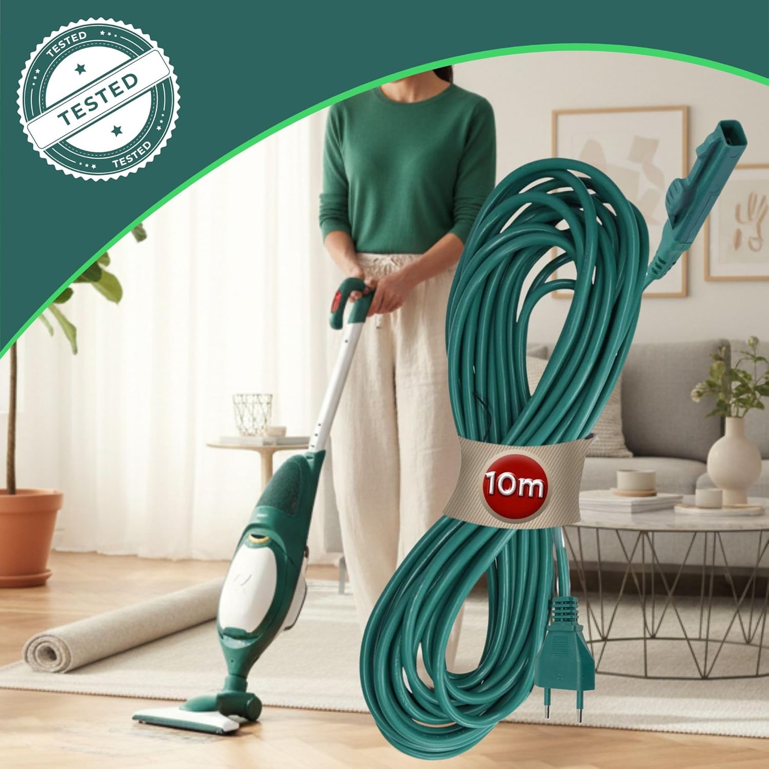 Thumbnail 6 de NAMAI Cavo Folletto VK140 / VK150, 10 metri, Verde – Compatibilità VK140/VK150, resistente e facile da sostituire