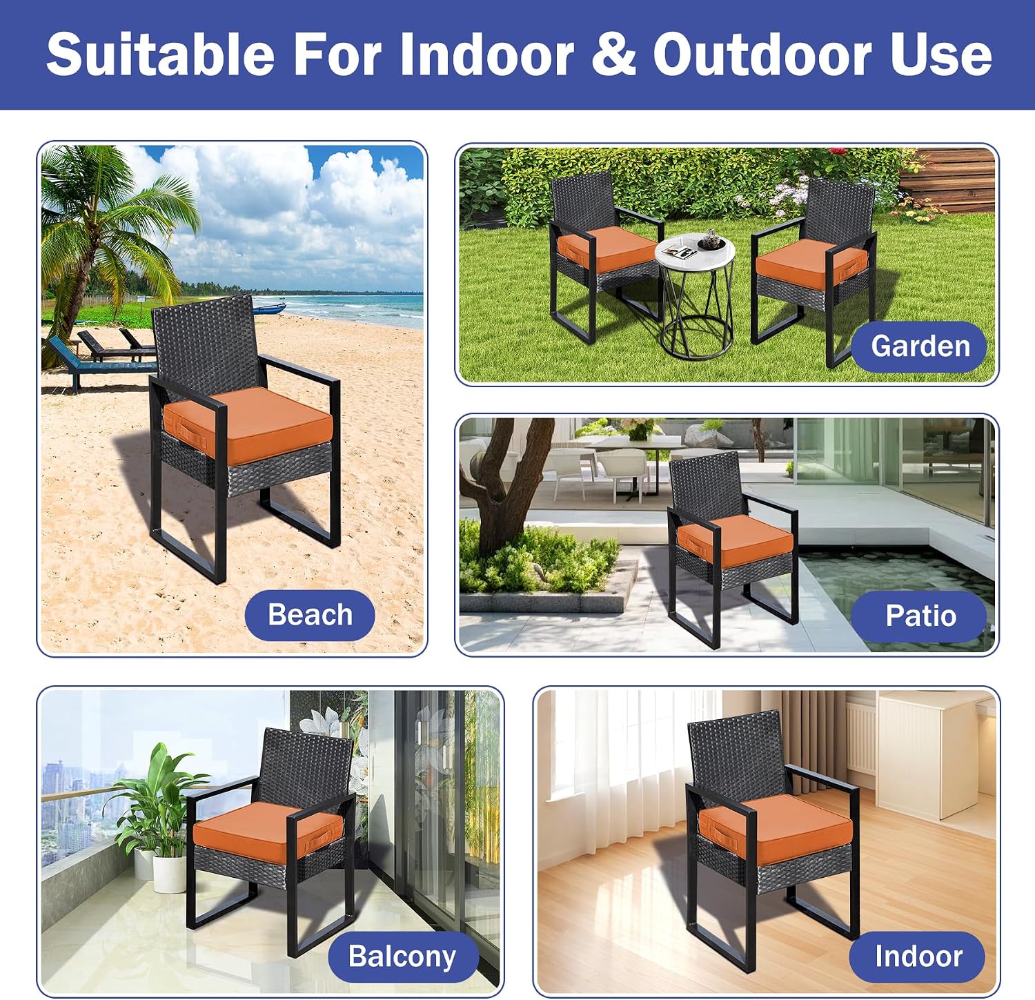 Thumbnail 6 de IASEAHK Patio Chair Cushions, 18.5 x 16 x 3 in