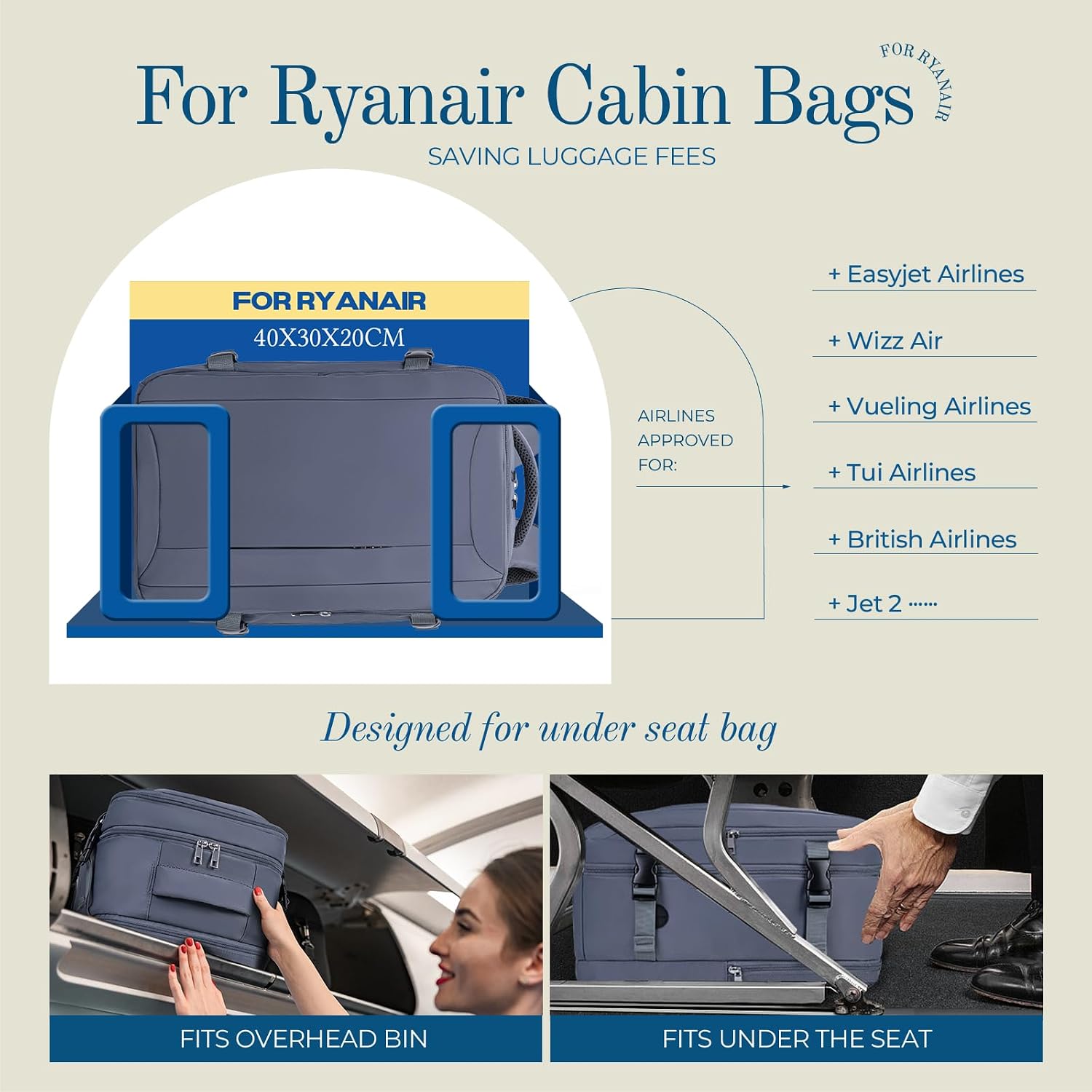 Detalle 2 de Lossga Bagage Cabine 40x30x20 mochila de cabina