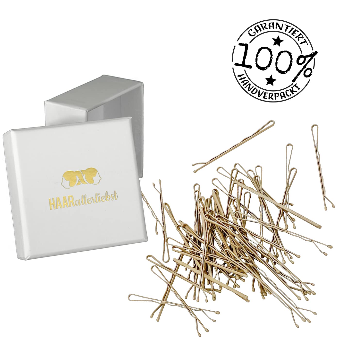 Detalle de HAARallerliebst Premium Bobby Pins Haarklammern – 50 Stück beige, 5 cm