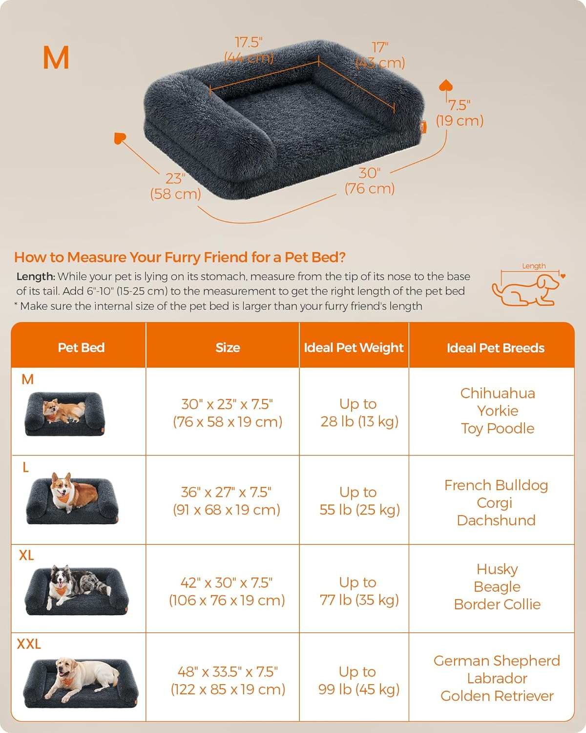 Thumbnail 5 de Feandrea FluffyHug Dog Bed 76 x 58 cm
